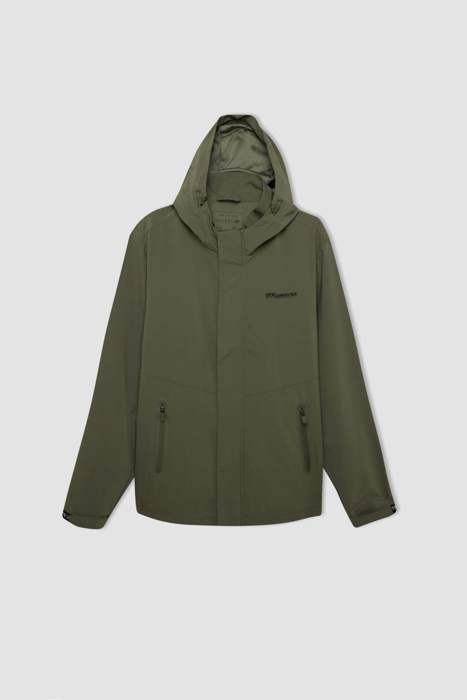 DeFactoFit Su İtici Regular Fit Polar Kapüşonlu Fermuarlı Yağmurluk