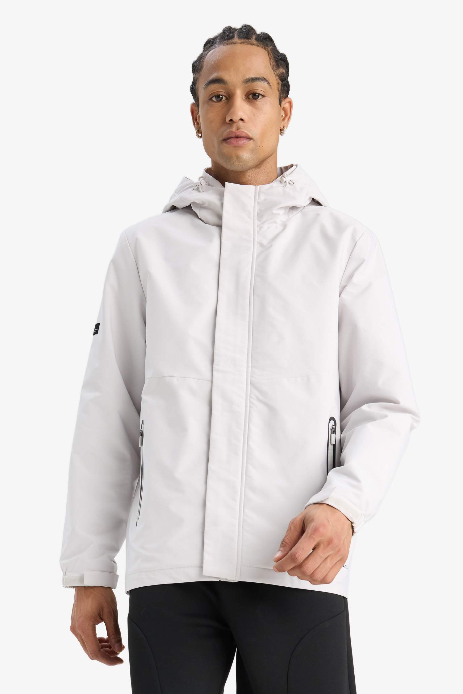 DeFactoFit Su İtici Regular Fit Polar Kapüşonlu Fermuarlı Yağmurluk