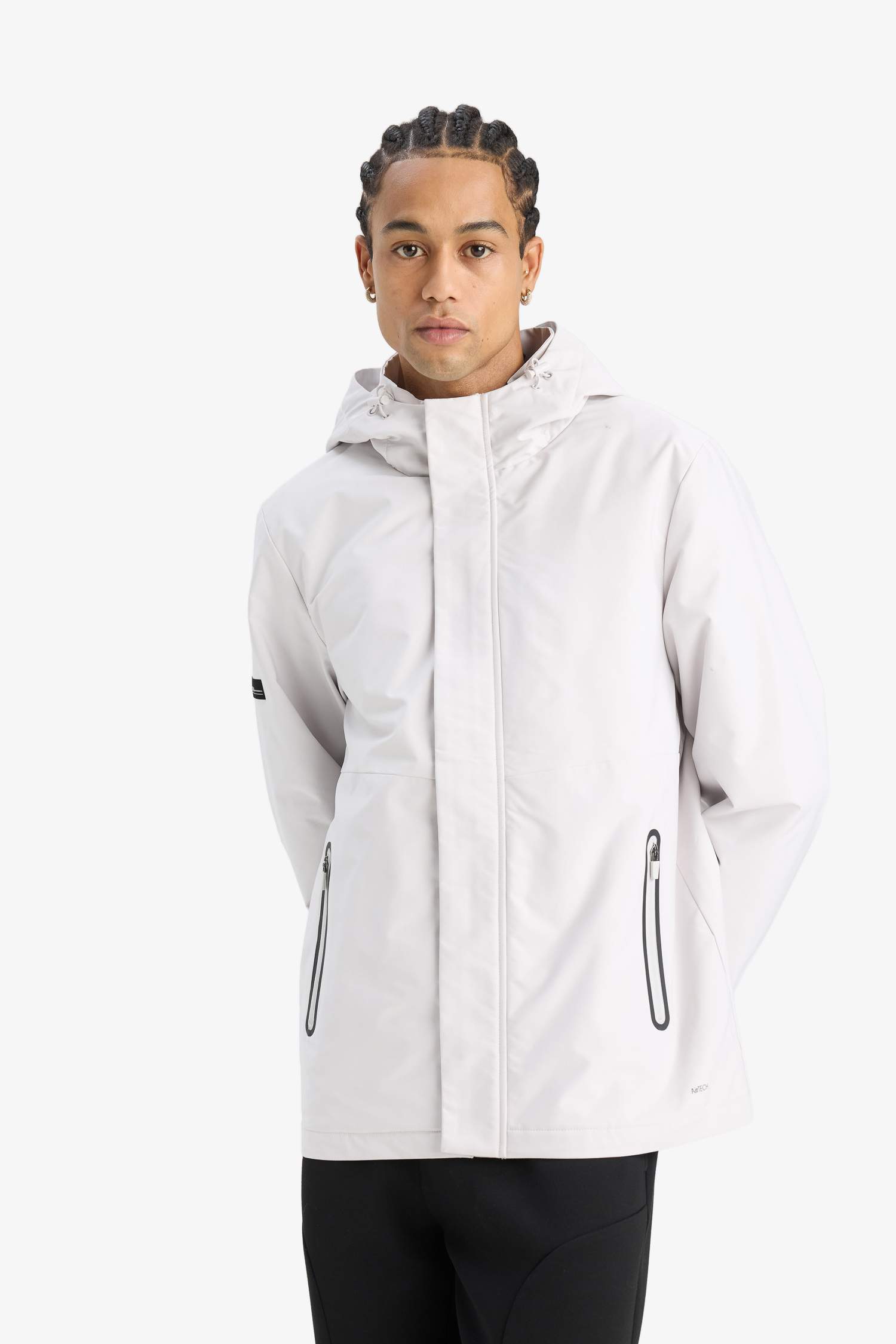 DeFactoFit Su İtici Regular Fit Polar Kapüşonlu Fermuarlı Yağmurluk