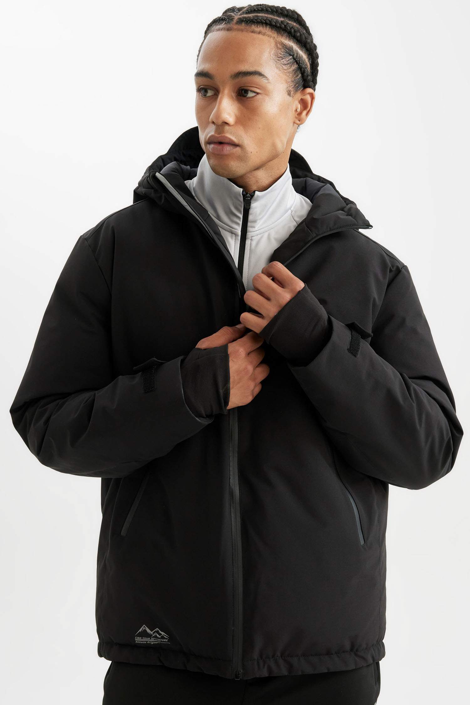 Termometreli Mont Parka Su Geçirmez Rüzgar Geçirmez Slim Fit Dar Kesim Kapüşonlu Fermuarlı