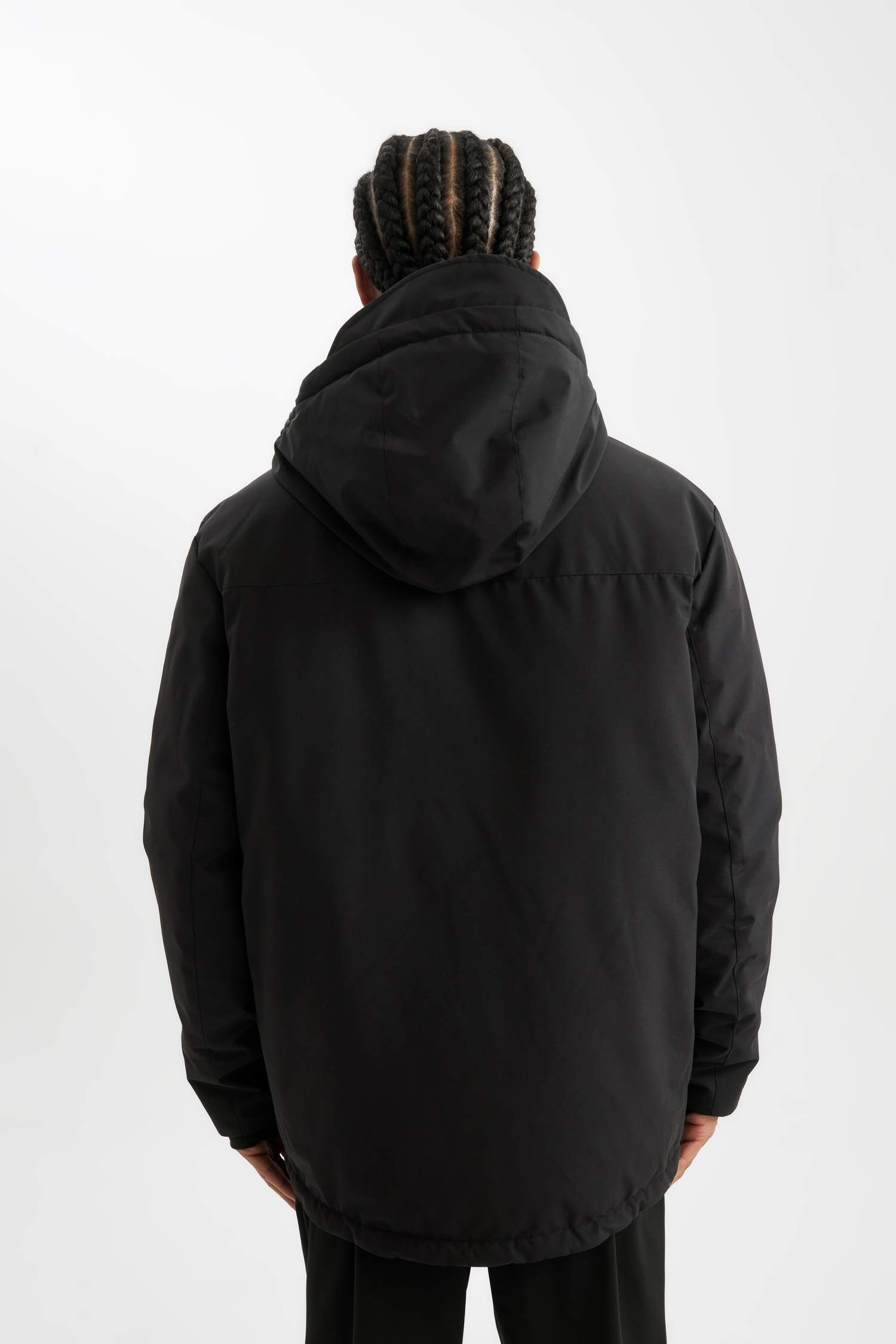 Termometreli Mont Parka Su Geçirmez Rüzgar Geçirmez Slim Fit Dar Kesim Kapüşonlu Fermuarlı