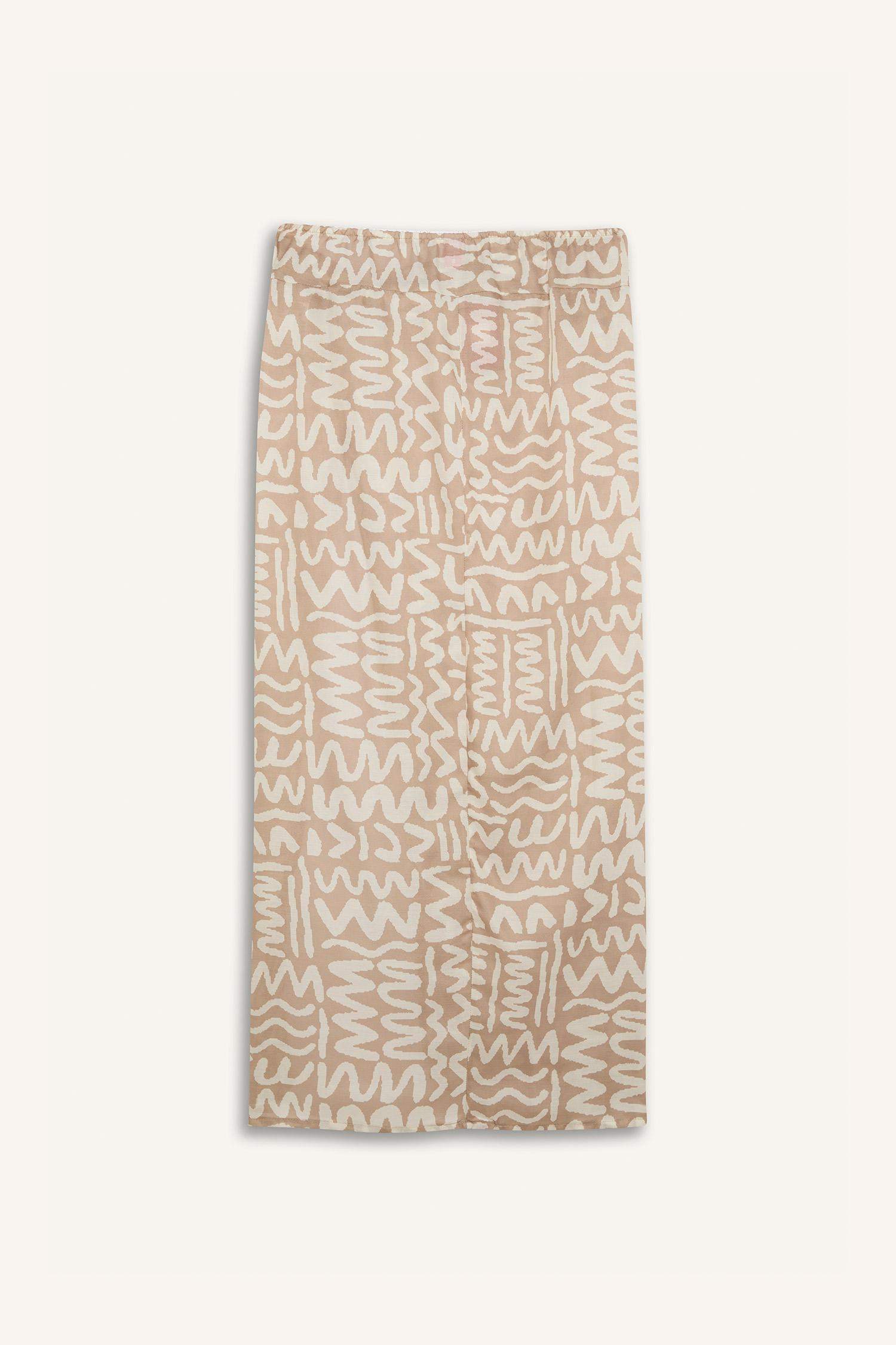 Desenli Yırtmaçlı Plaj Eteği-Fall in Love