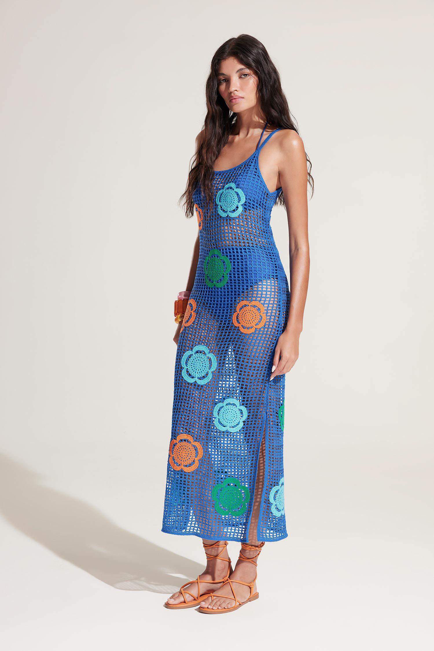 فستان بحر فلورال تريكو قصة عادية