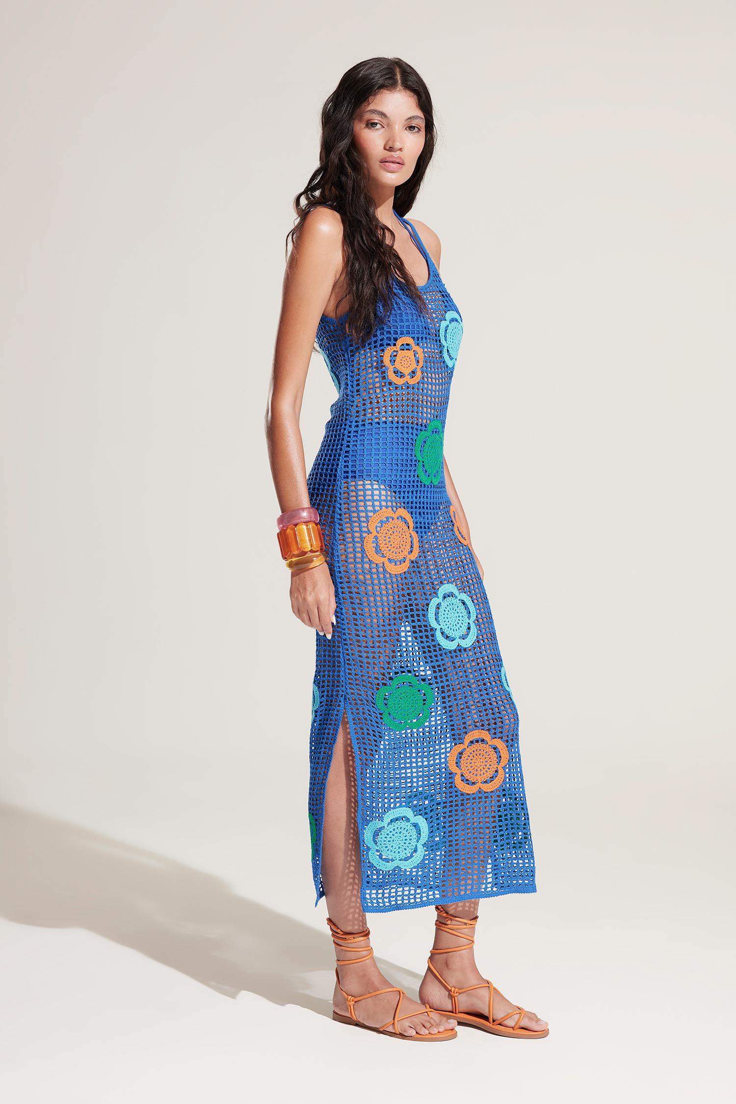 فستان بحر فلورال تريكو قصة عادية