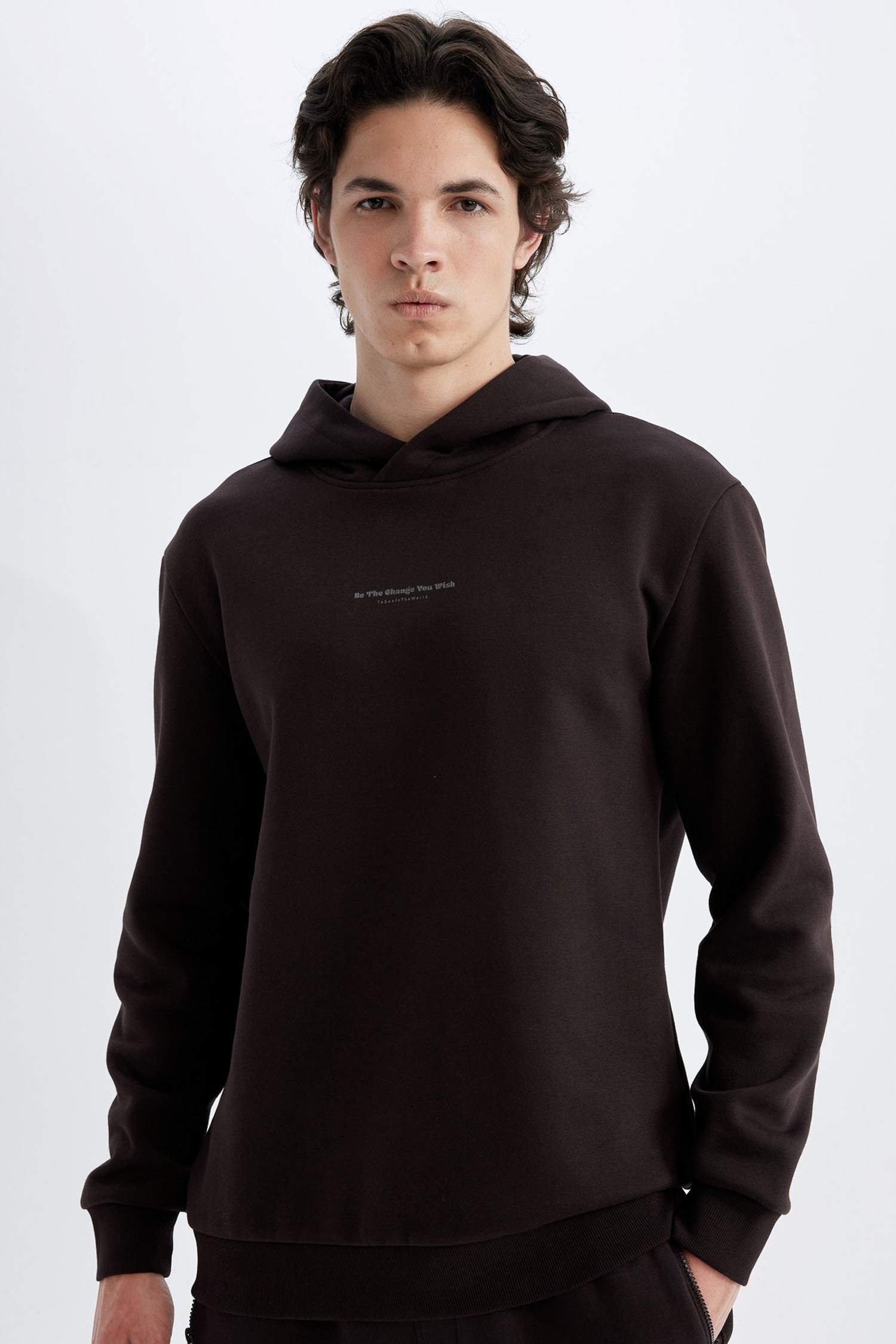 Regular Fit Kapüşonlu Baskılı Sweatshirt