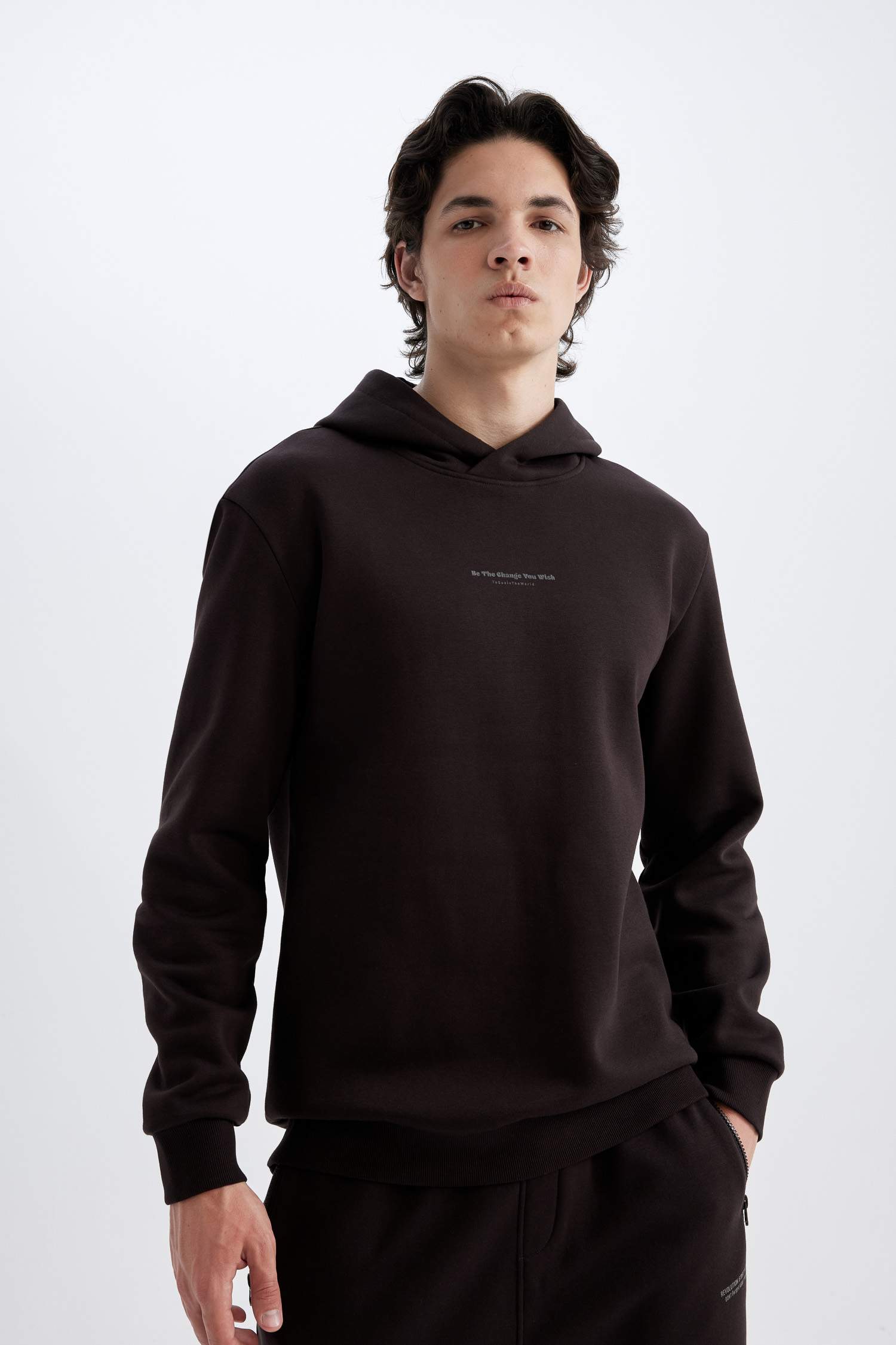 Regular Fit Kapüşonlu Baskılı Sweatshirt