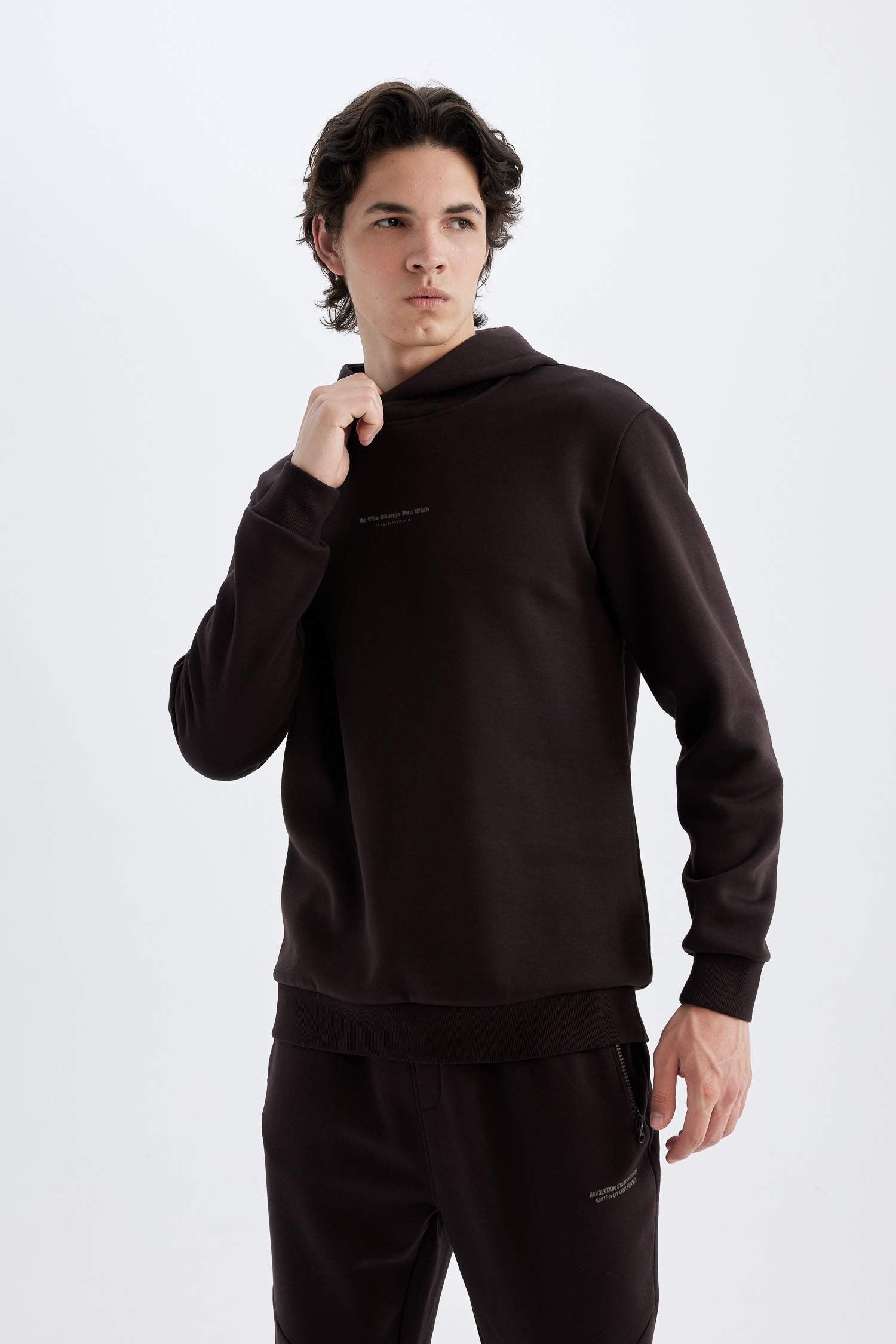 Regular Fit Kapüşonlu Baskılı Sweatshirt