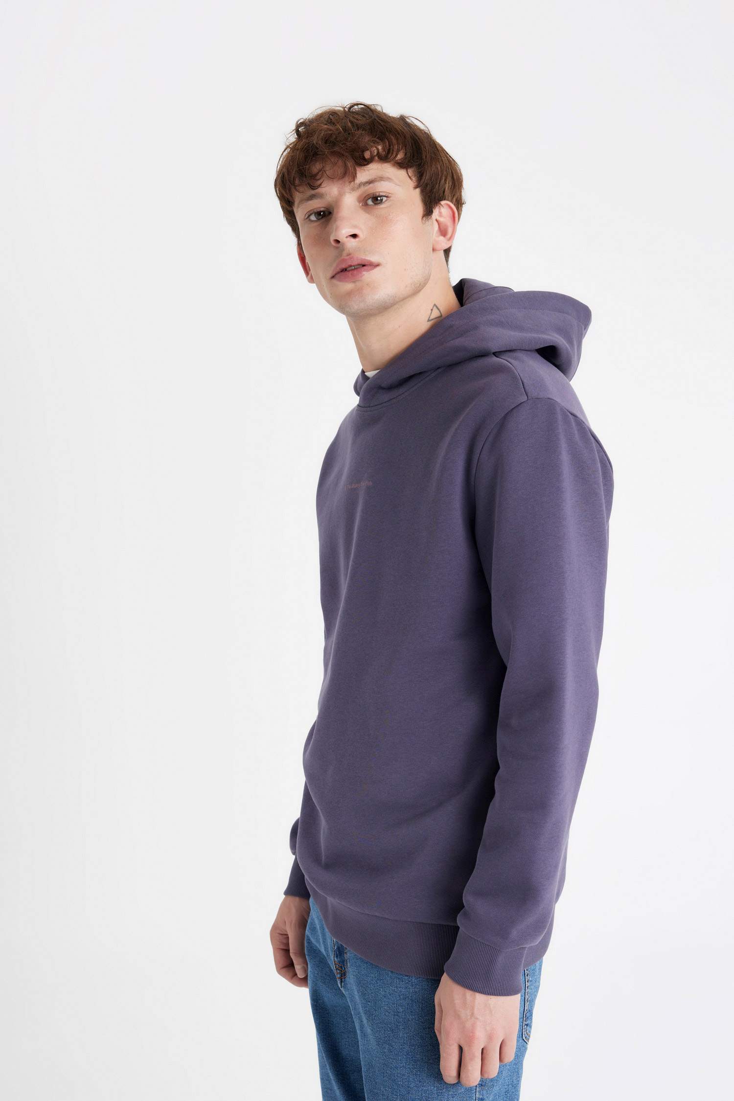 Regular Fıt Kapüşonlu Baskılı Sweatshirt