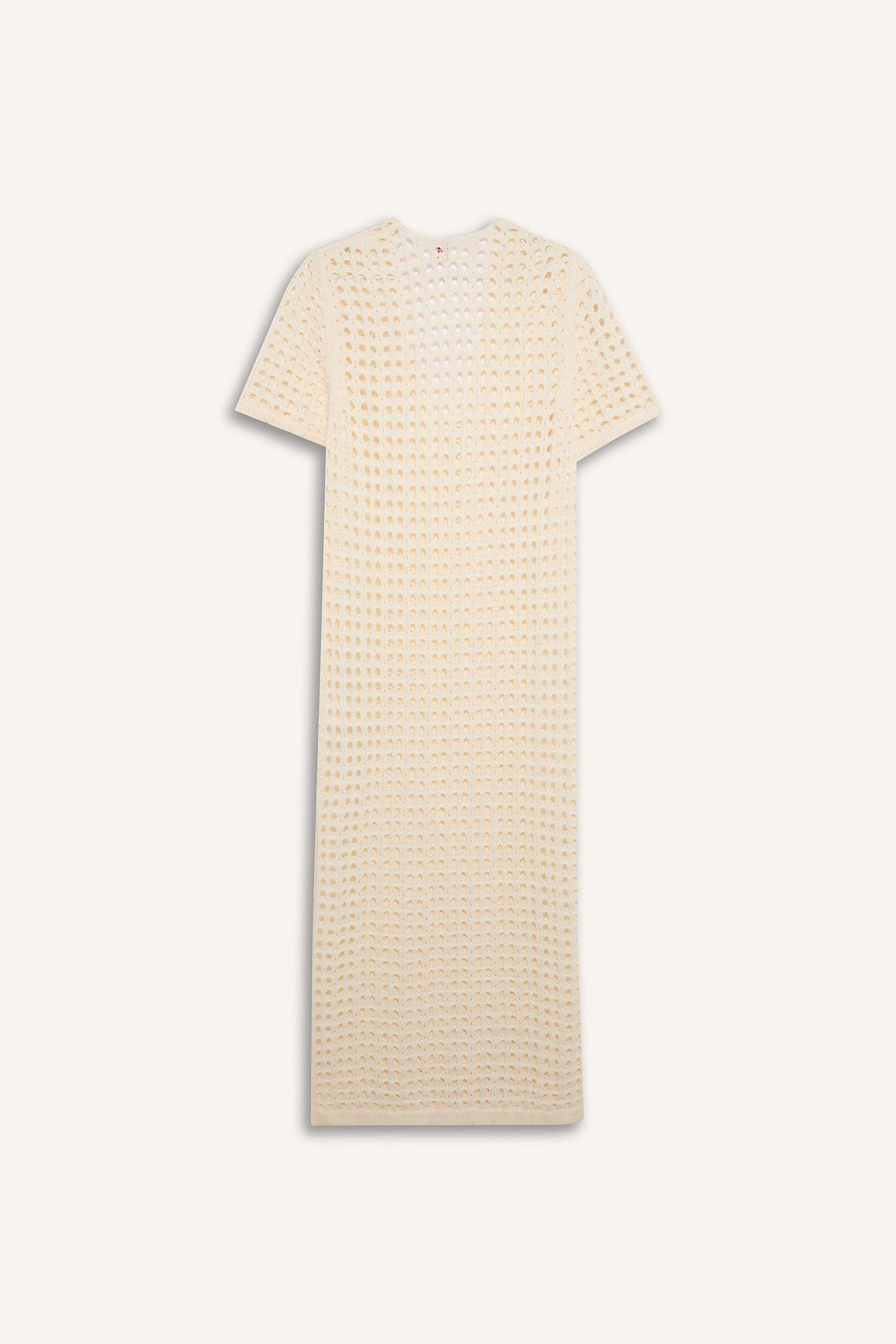 V Yaka Kısa Kollu Triko Örgü Plaj Elbisesi-Fall in Love