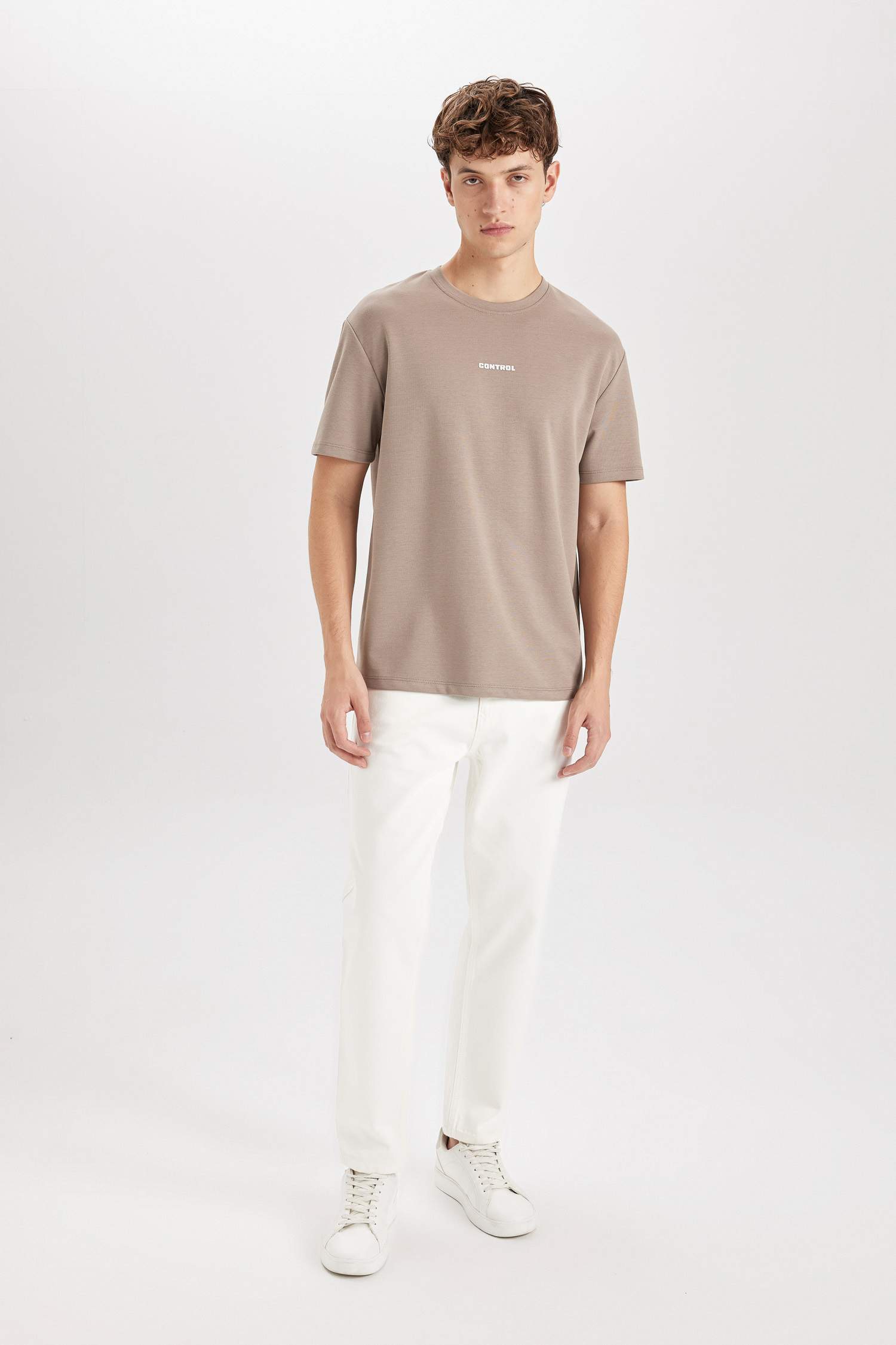 Regular Fit Crew Neck Printed Heavy Fabric T-Shirt