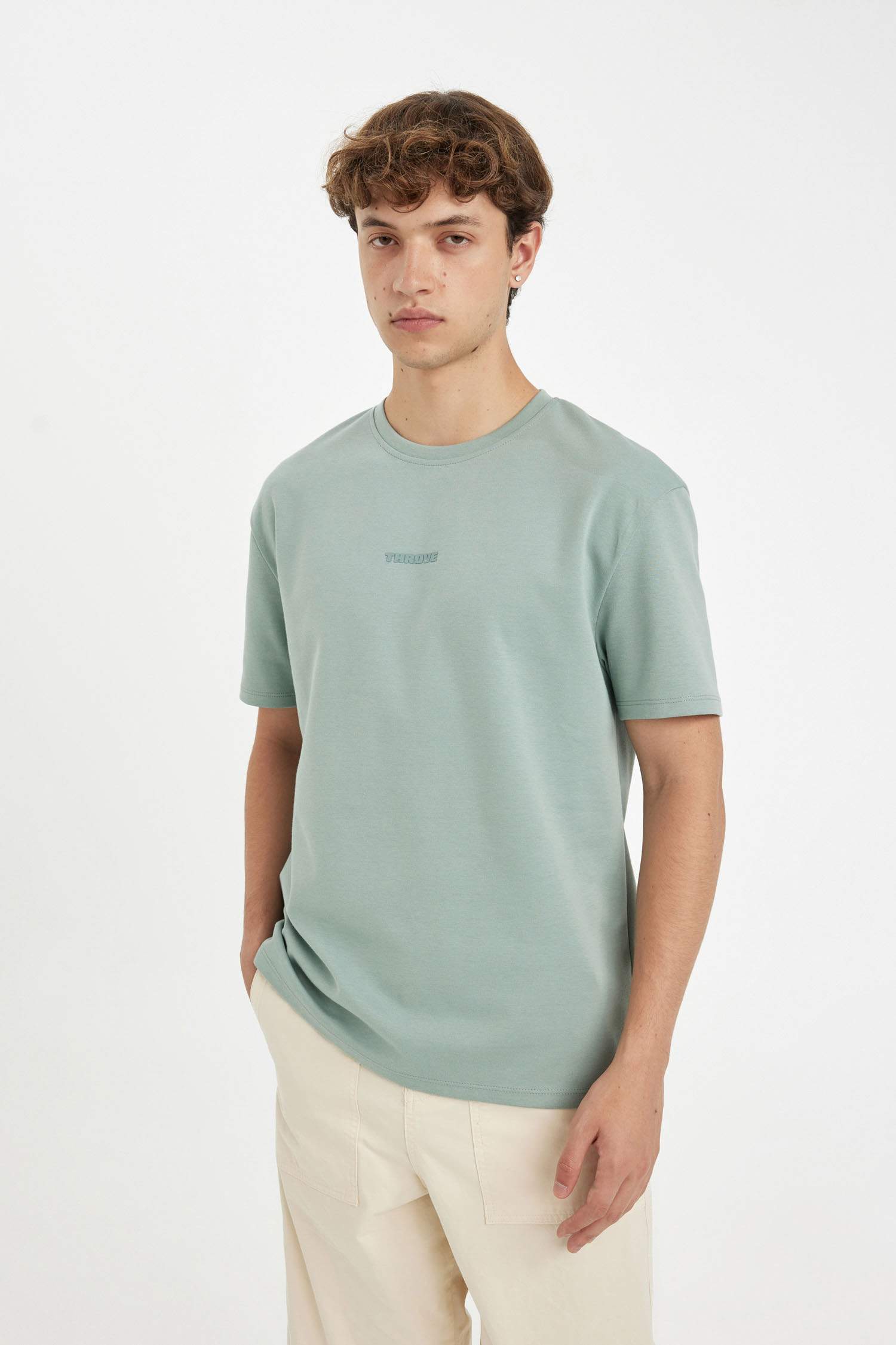 Regular Fit Crew Neck Printed Heavy Fabric T-Shirt