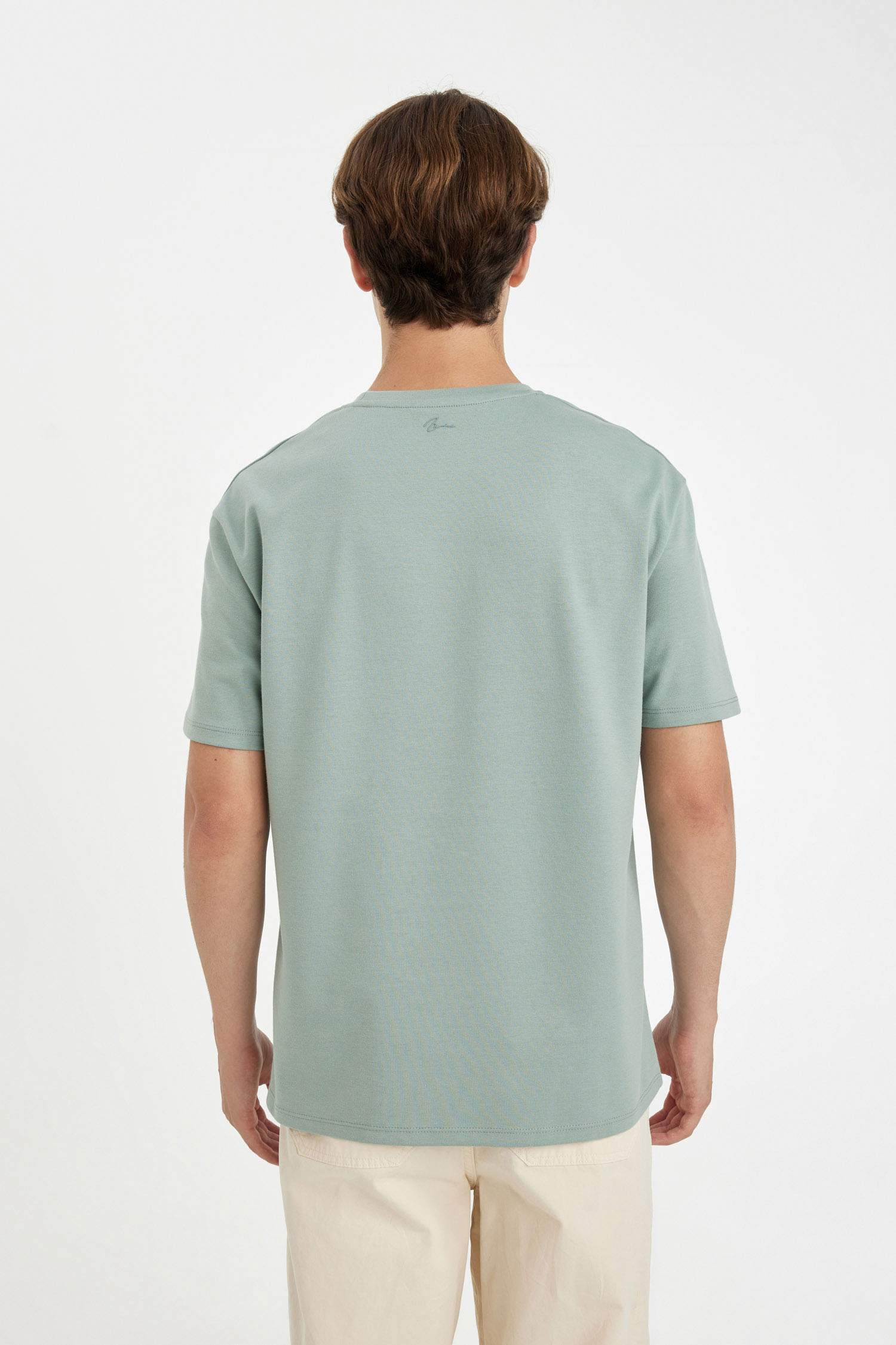 Regular Fit Crew Neck Printed Heavy Fabric T-Shirt