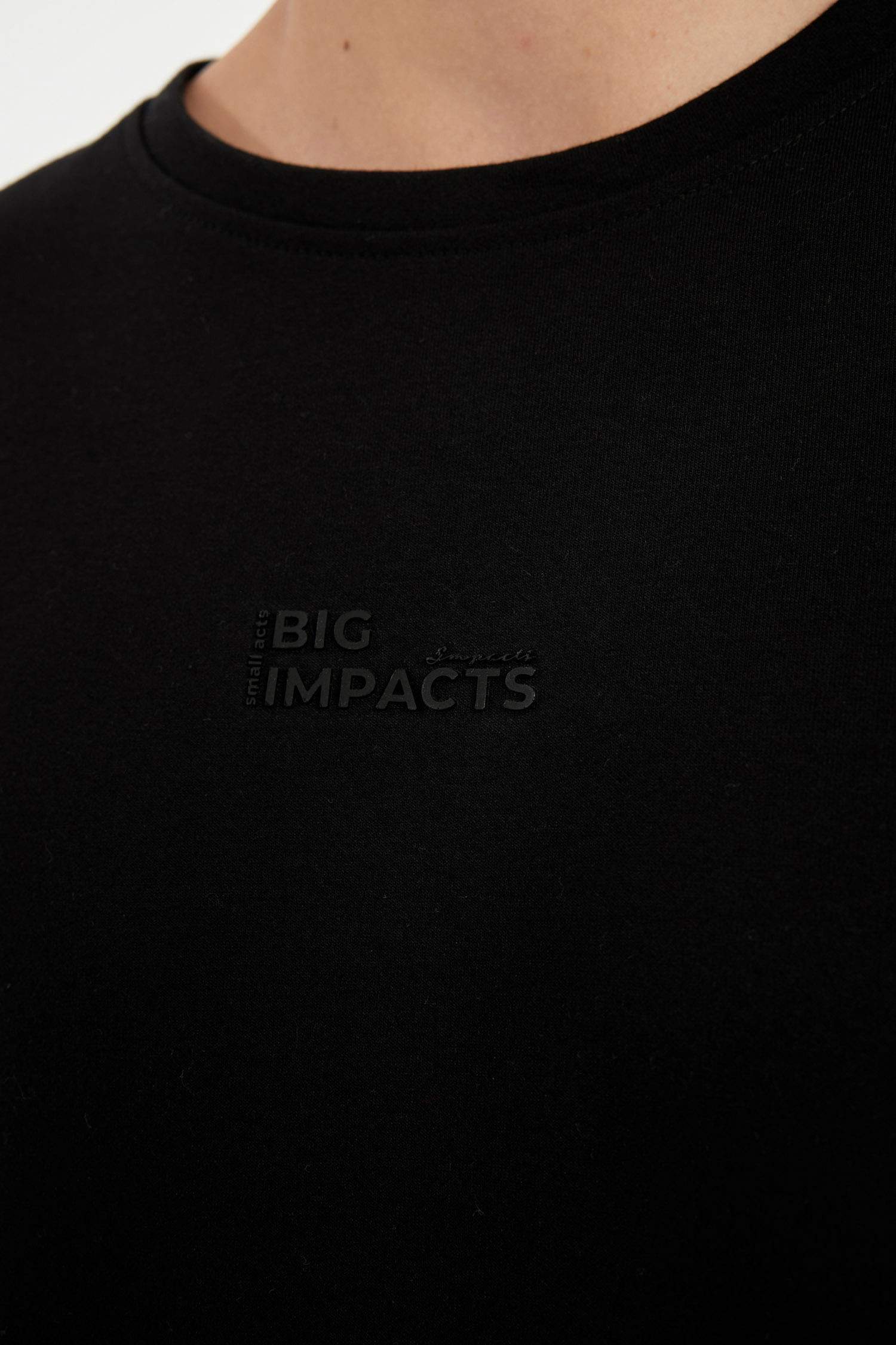 Comfort Regular Fit Rahat Kesim Bisiklet Yaka Ağır Kumaş Kısa Kollu Siyah Tişört