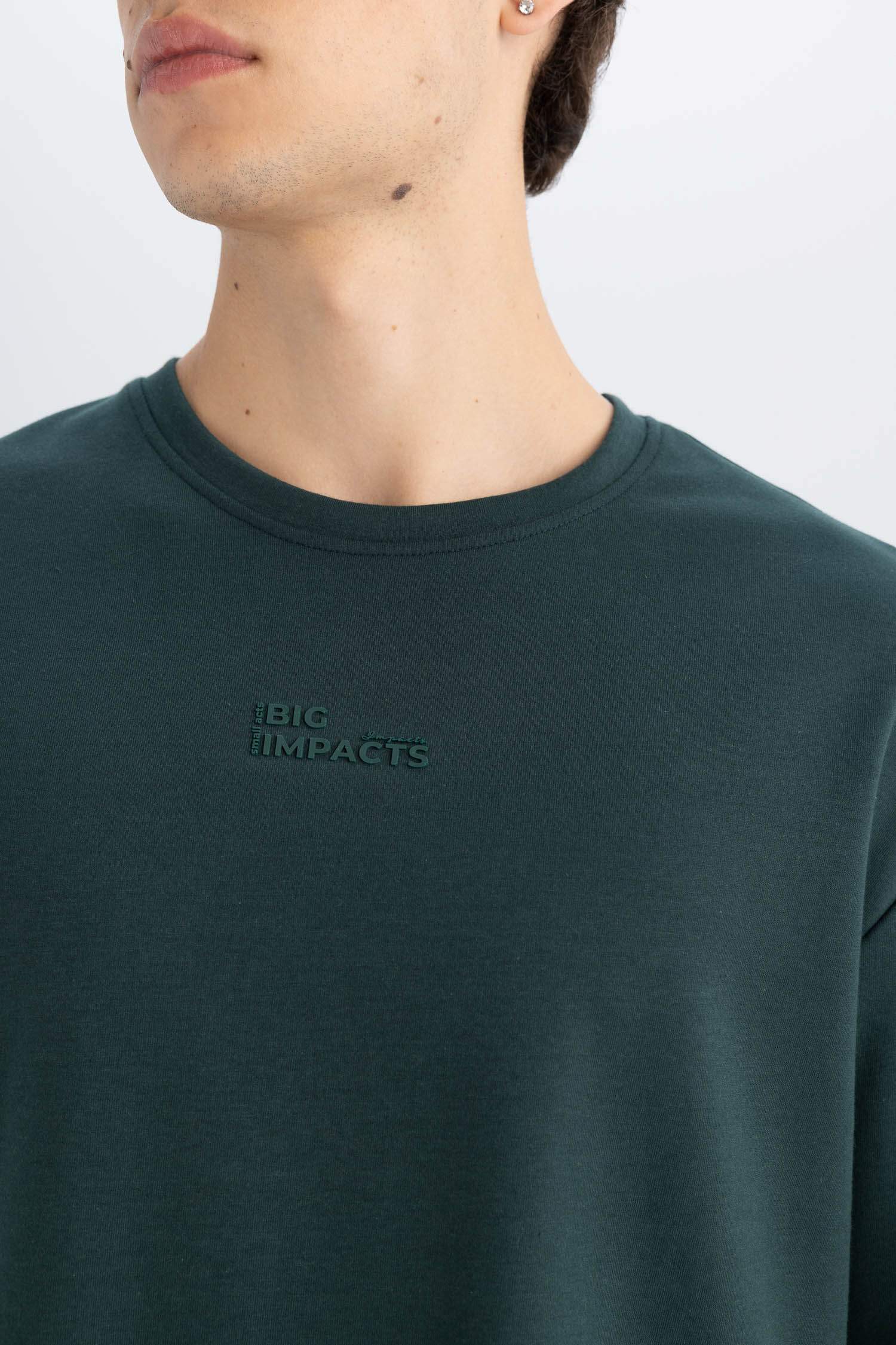 Comfort Regular Fit Rahat Kesim Bisiklet Yaka Ağır Kumaş Kısa Kollu Tişört