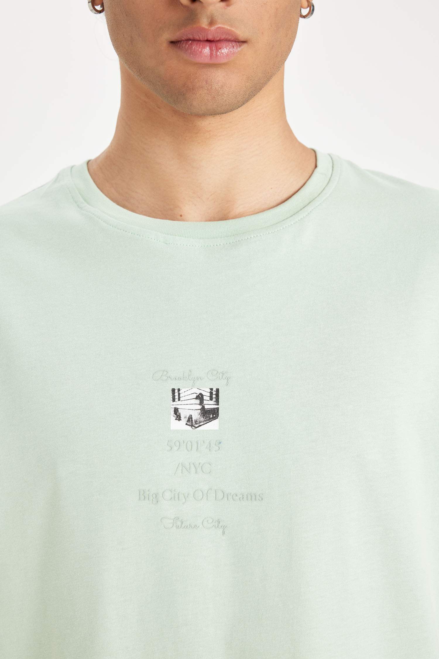 Regular Fit Crew Neck Printed Cotton T-Shirt