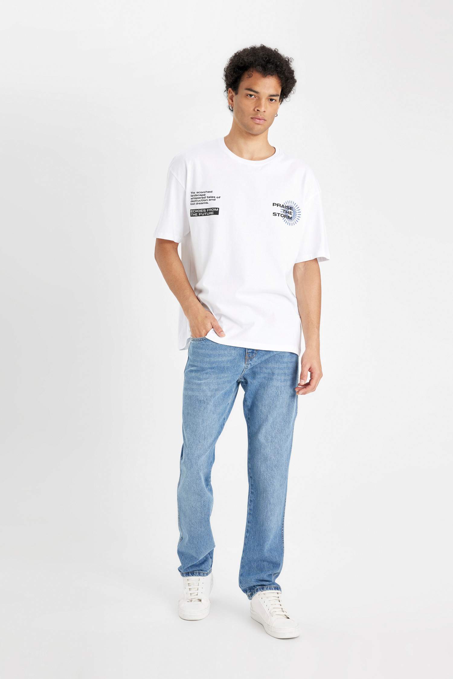 Oversize Fit Crew Neck Back Printed T-Shirt