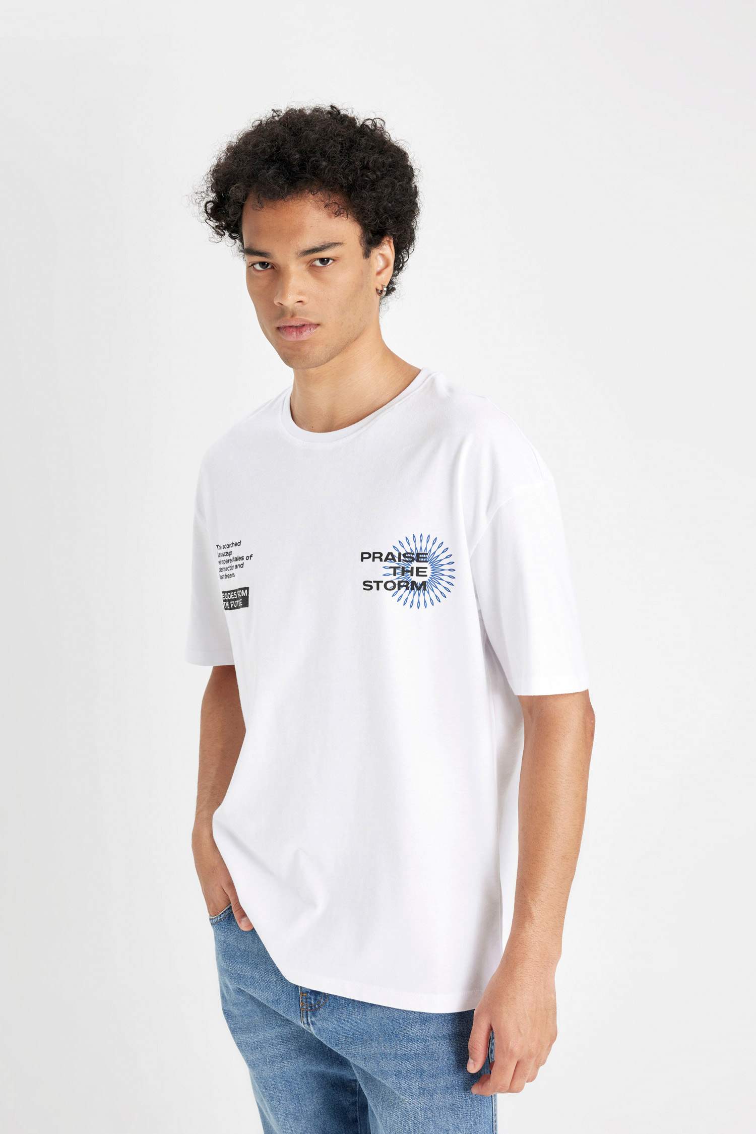 Oversize Fit Crew Neck Back Printed T-Shirt