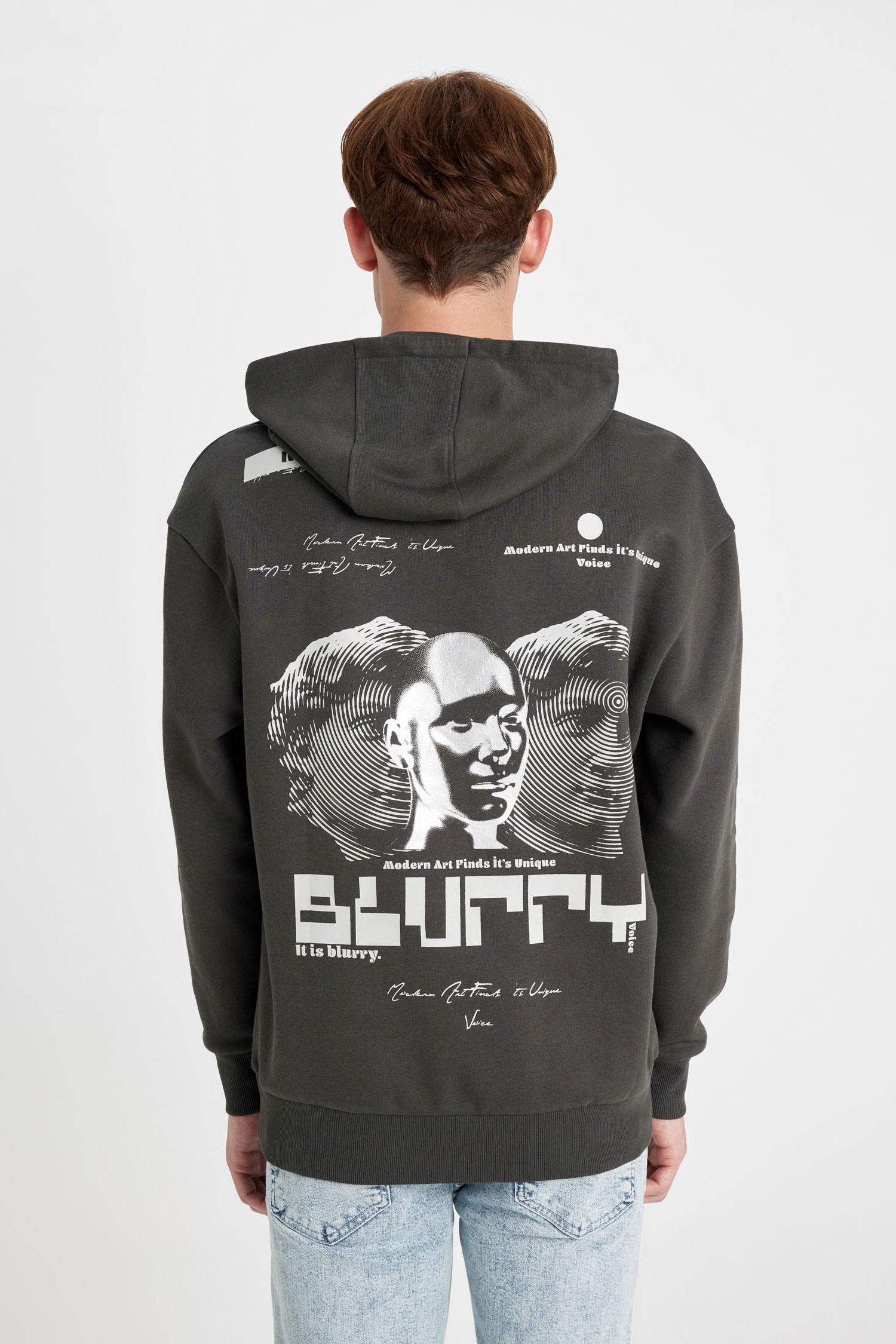 Свитшот с принтом с капюшоном