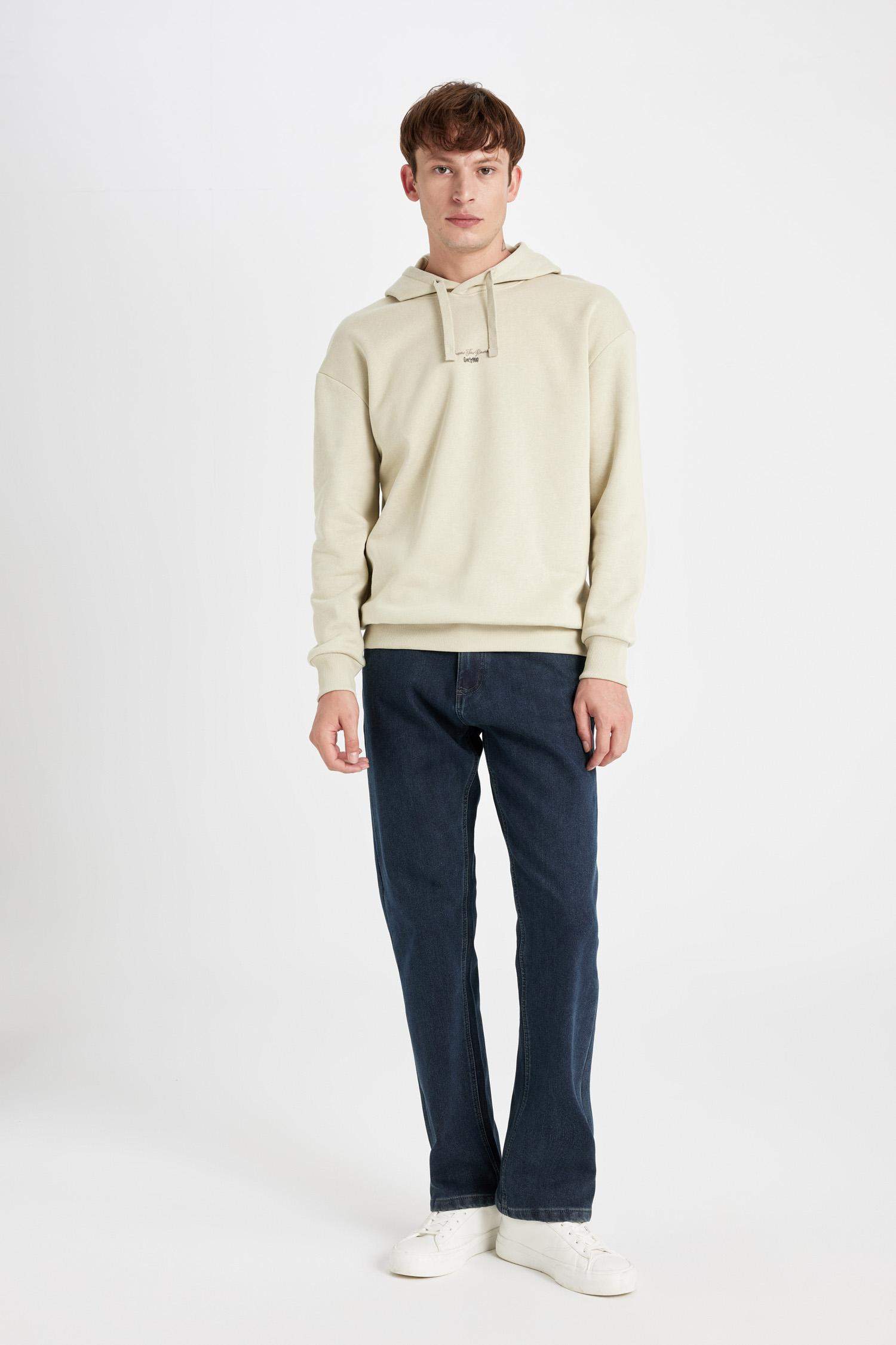 Boxy Fit Kapüşonlu Sırt Baskılı Sweatshirt