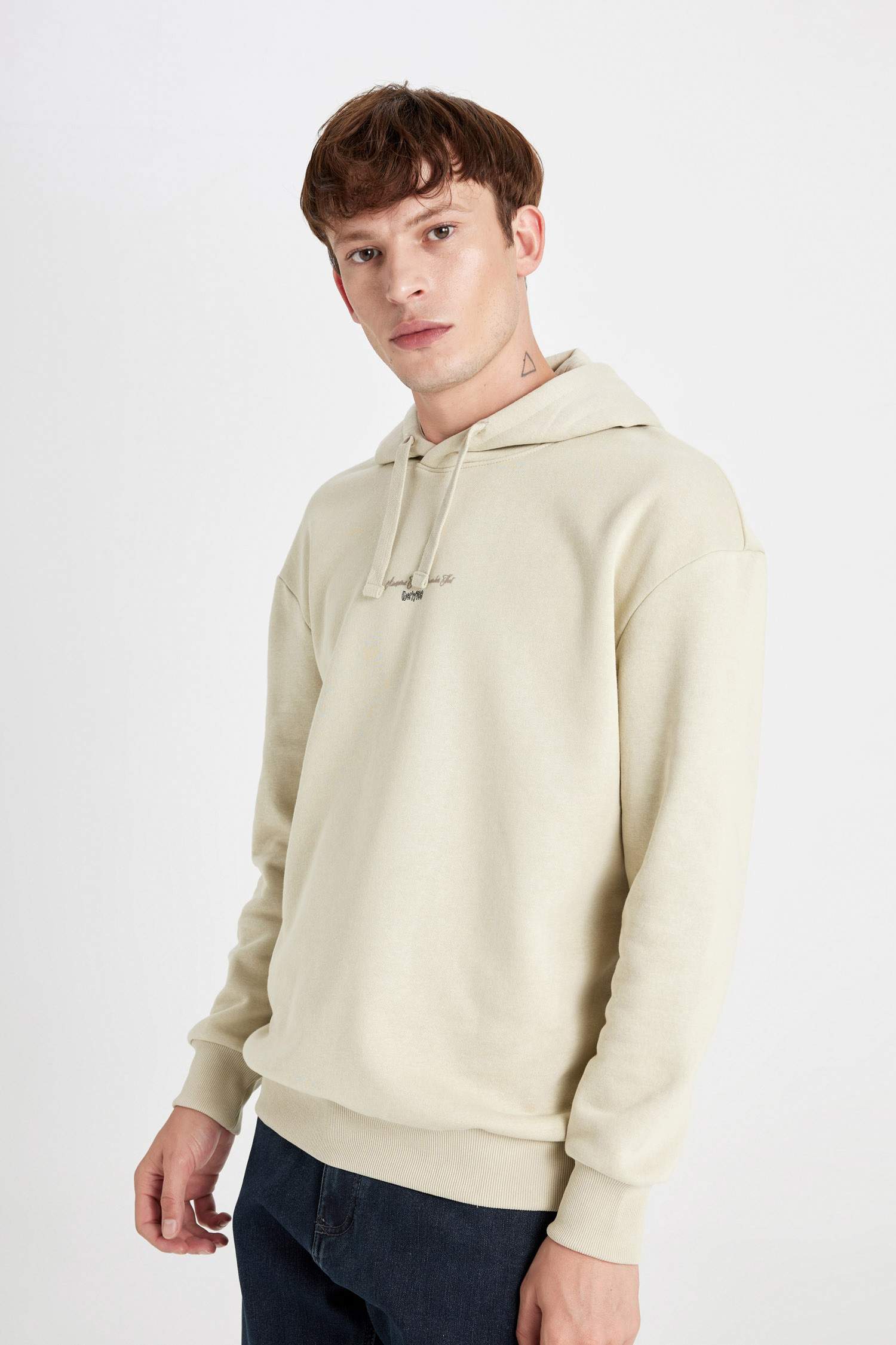 Boxy Fit Kapüşonlu Sırt Baskılı Sweatshirt