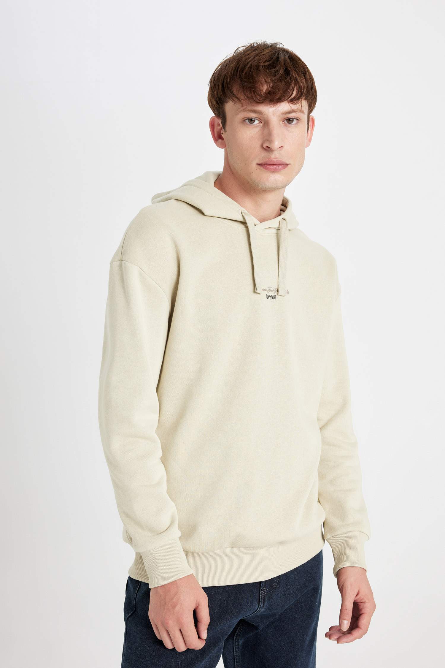 Boxy Fit Kapüşonlu Sırt Baskılı Sweatshirt