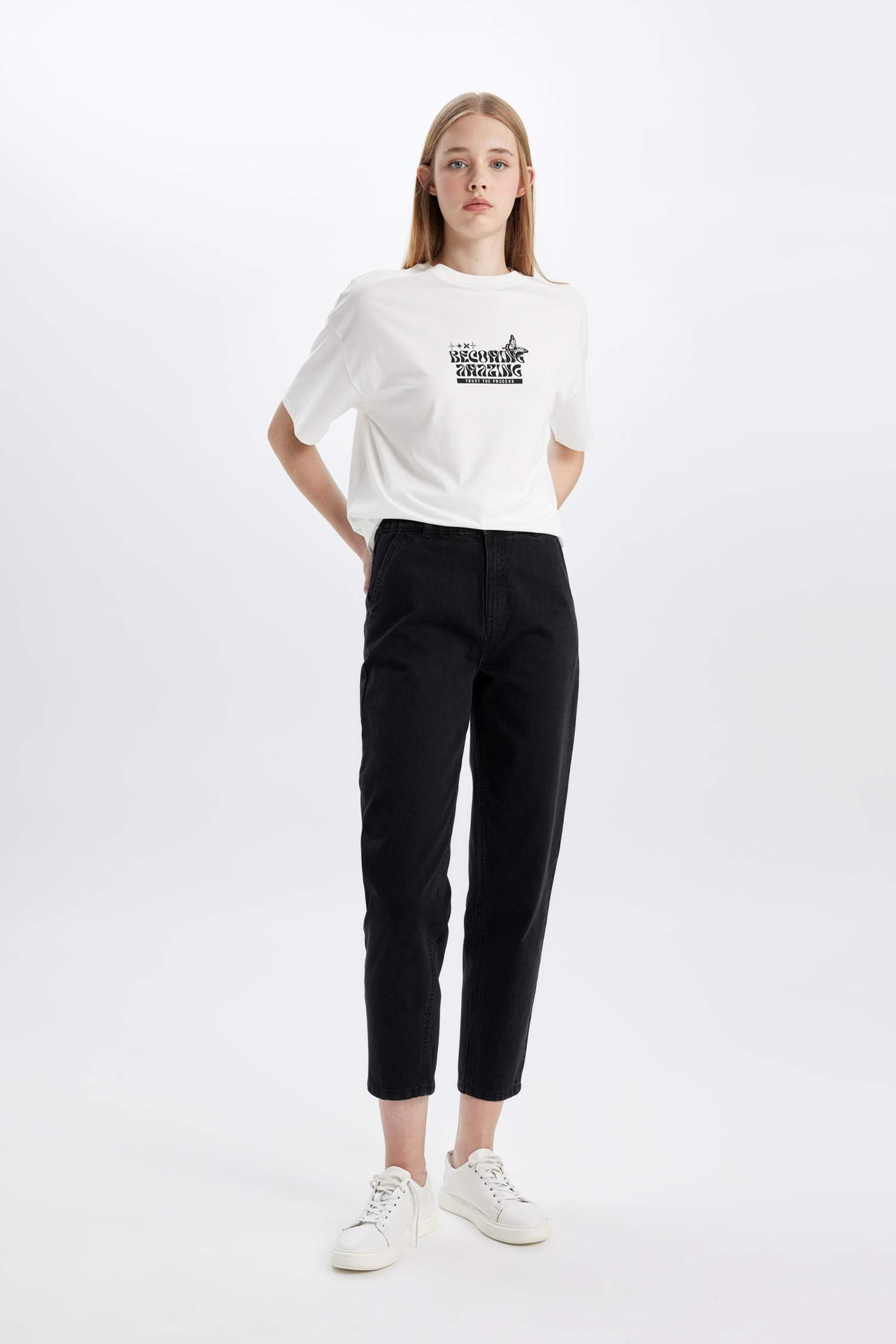 Paperbag Fit Denim Trousers