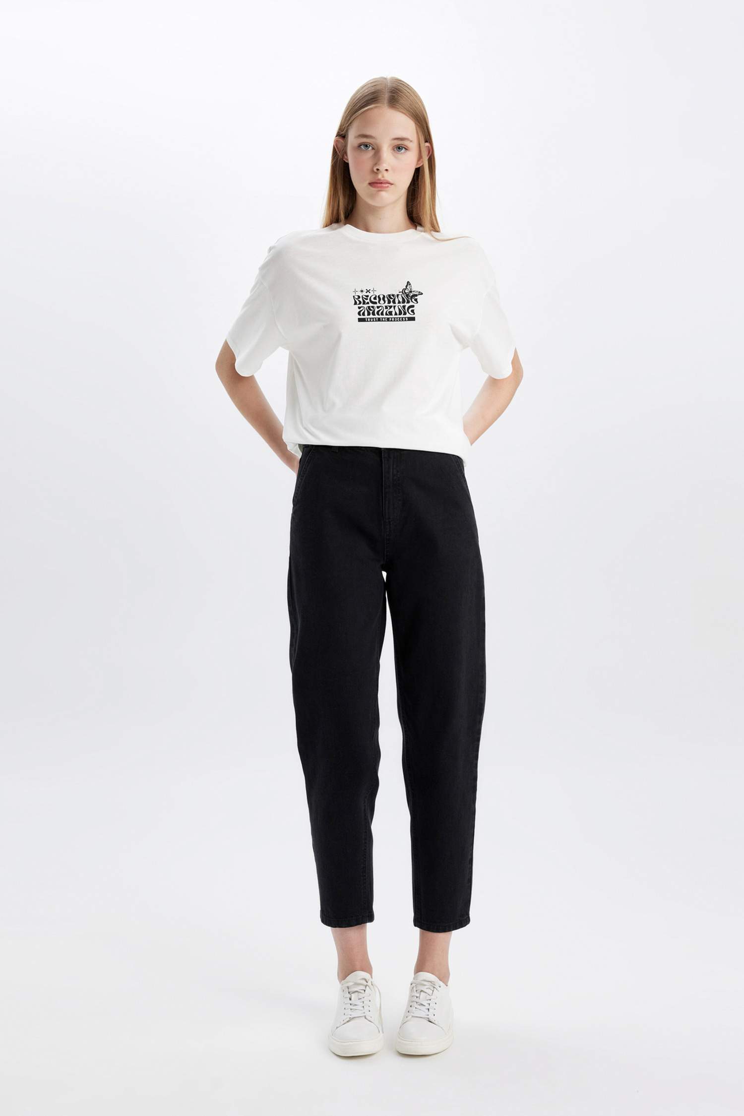 Paperbag Fit Denim Trousers