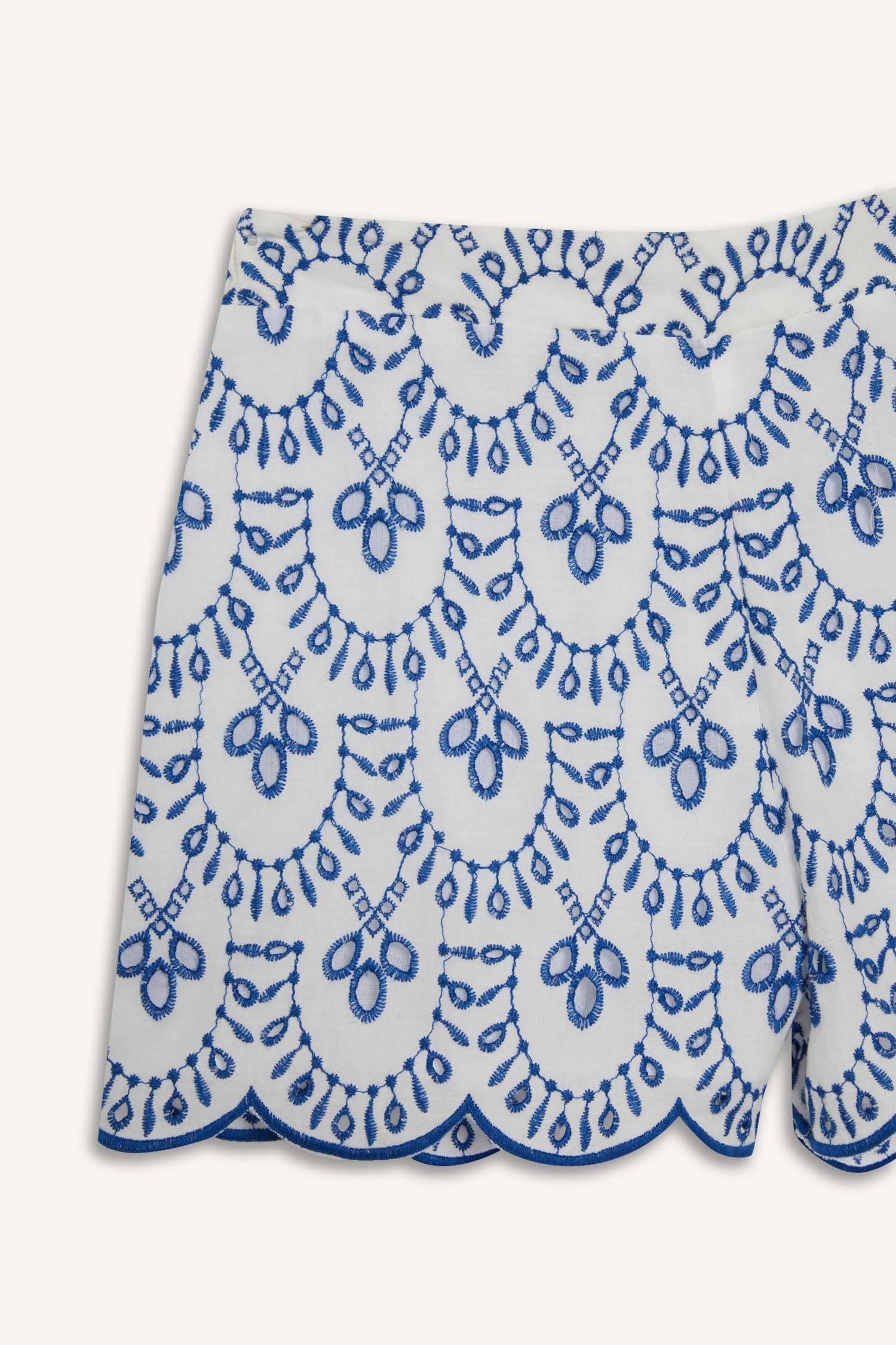 Desenli Nakışlı Brode Plaj Şortu-Fall in Love