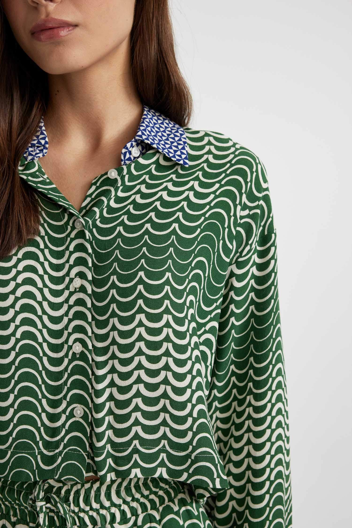 Chemise Court Manches Longues à Motifs