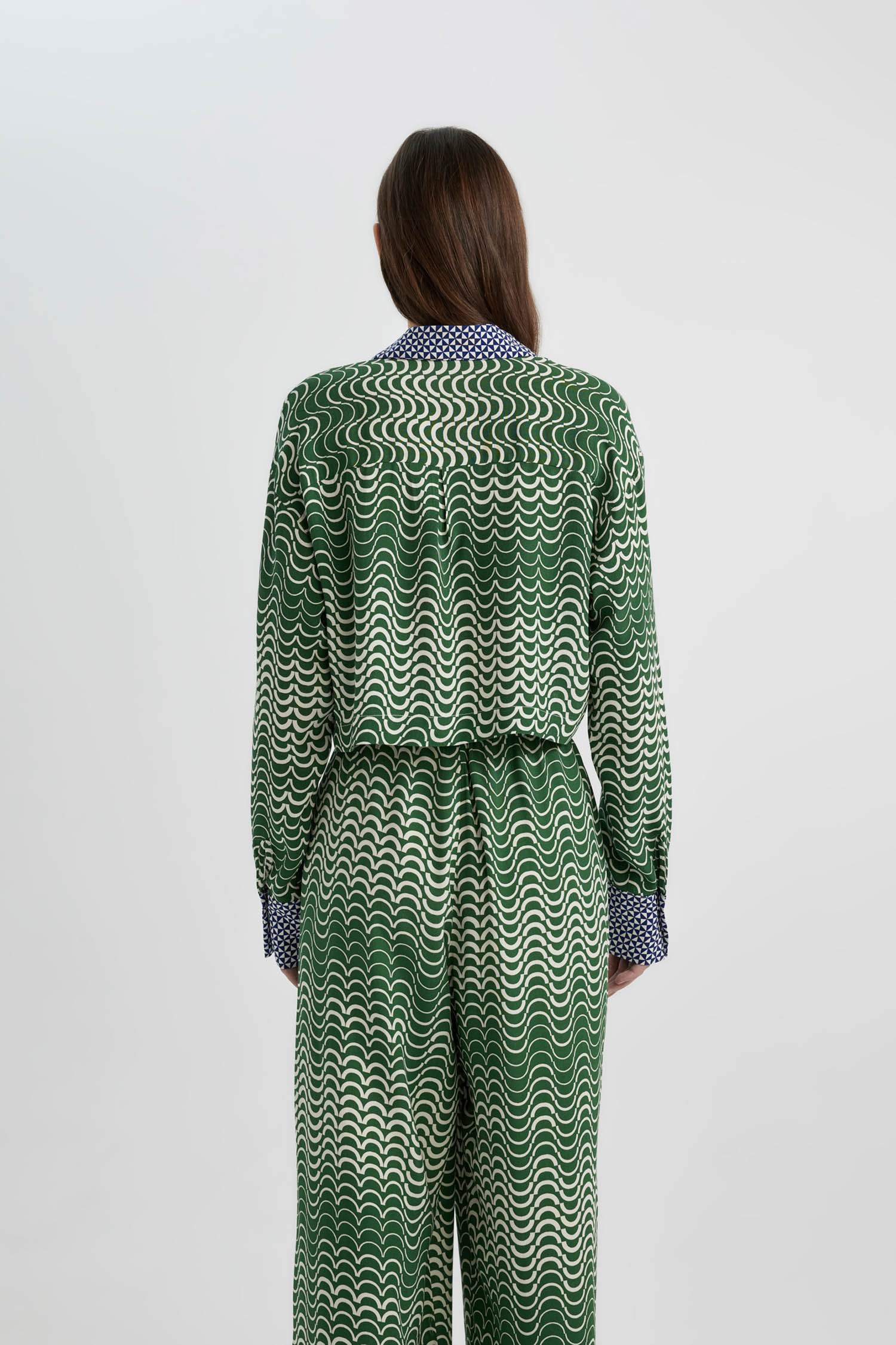 Chemise Court Manches Longues à Motifs