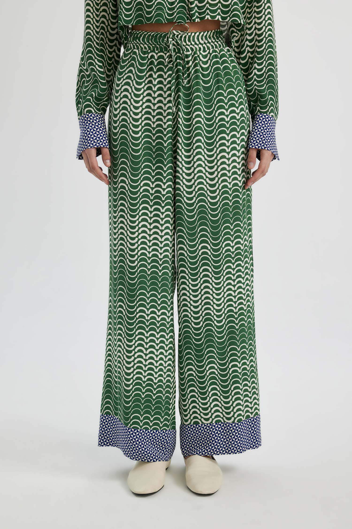 Брюки Wide Leg с высокой талией с принтом