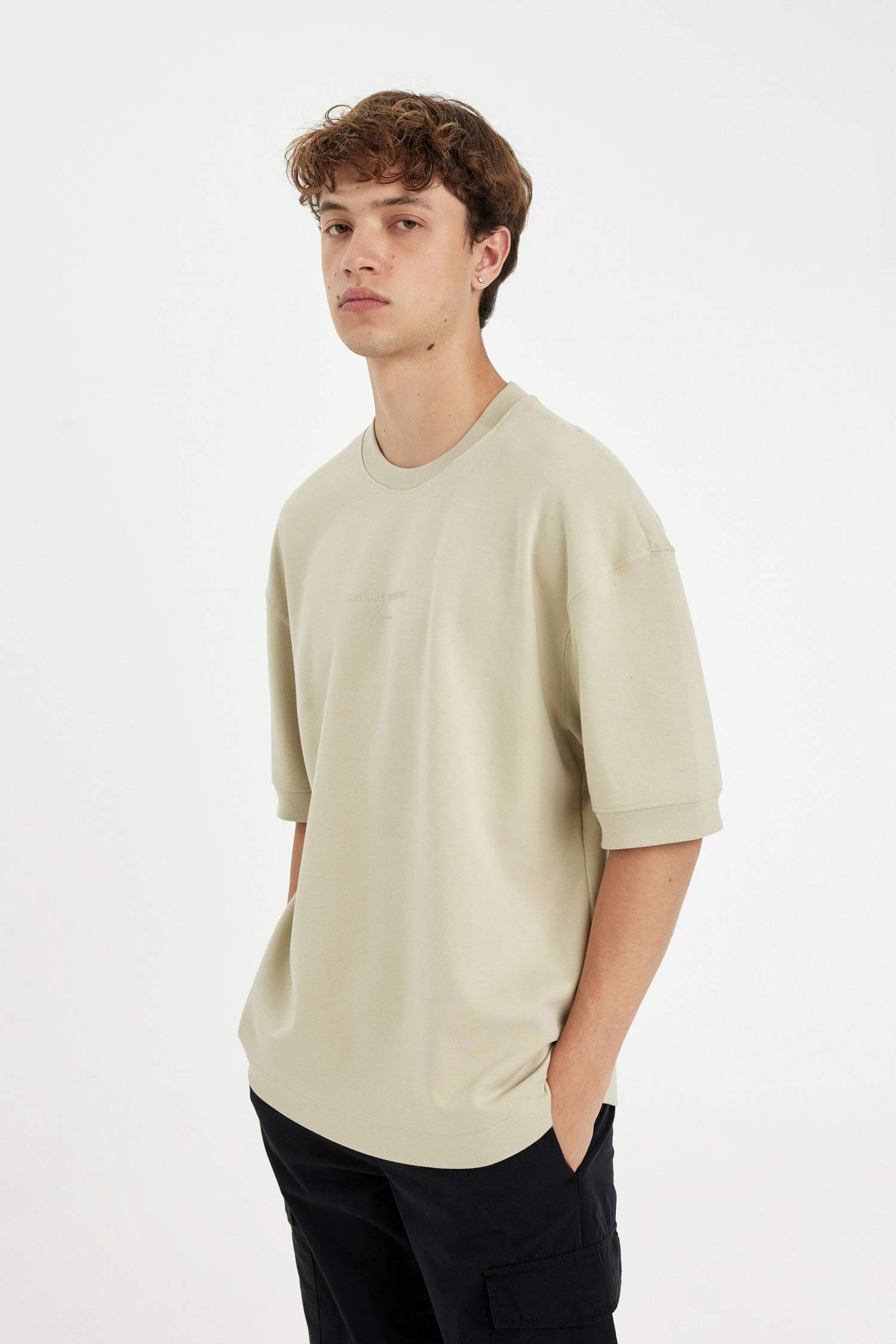 T-shirt ample imprimé en coton à col rond