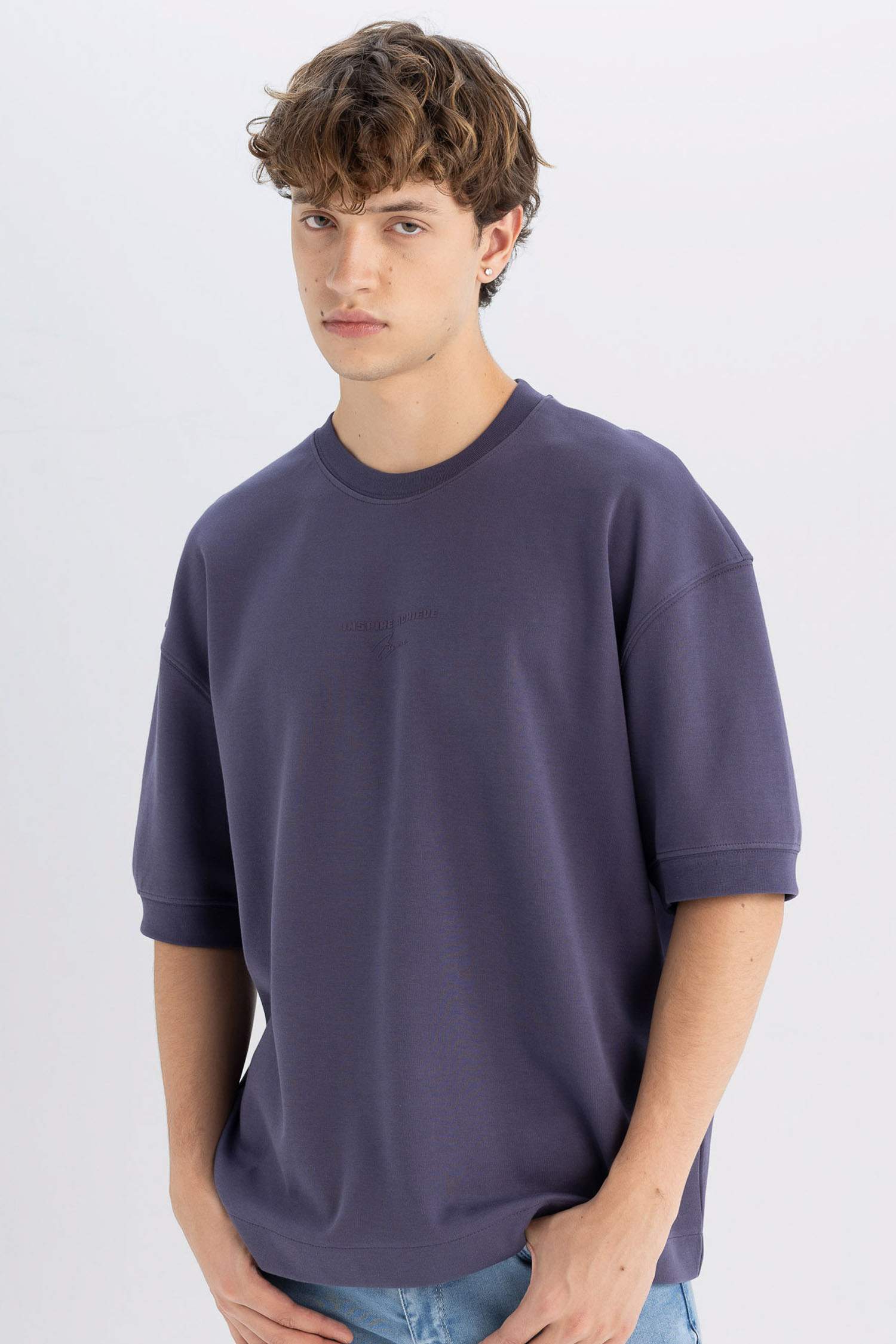 Loose Fit Crew Neck Printed Heavy Cotton Short Sleeve T-Shirt