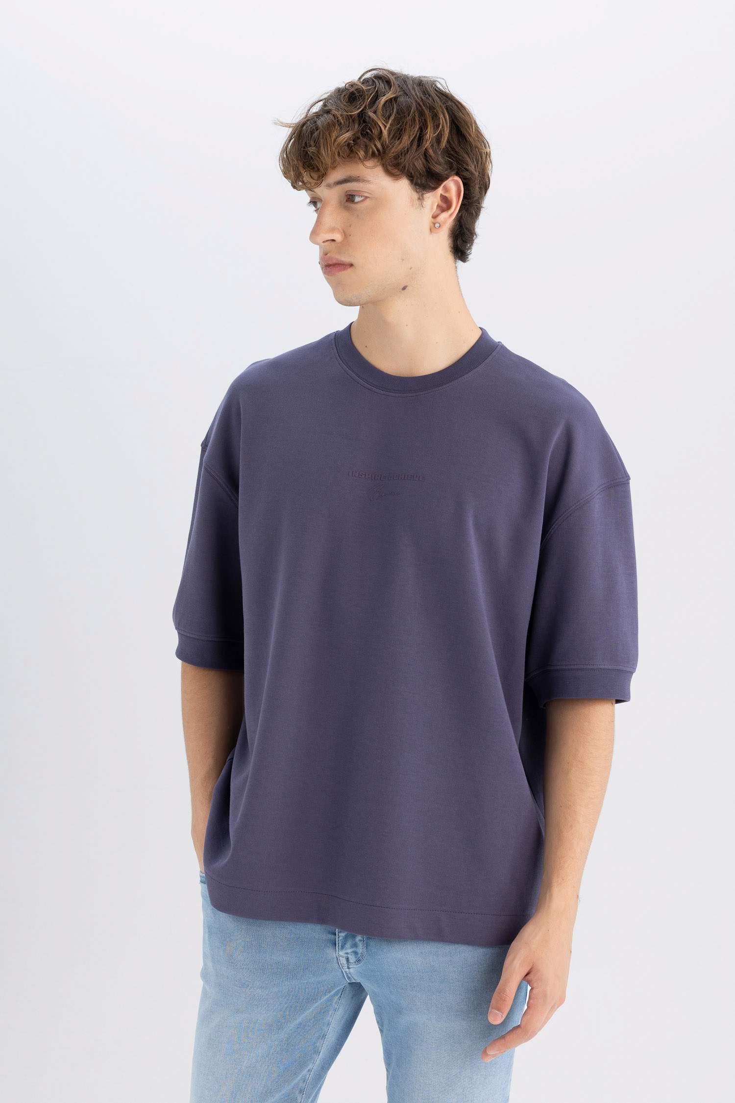 Loose Fit Crew Neck Printed Heavy Cotton Short Sleeve T-Shirt