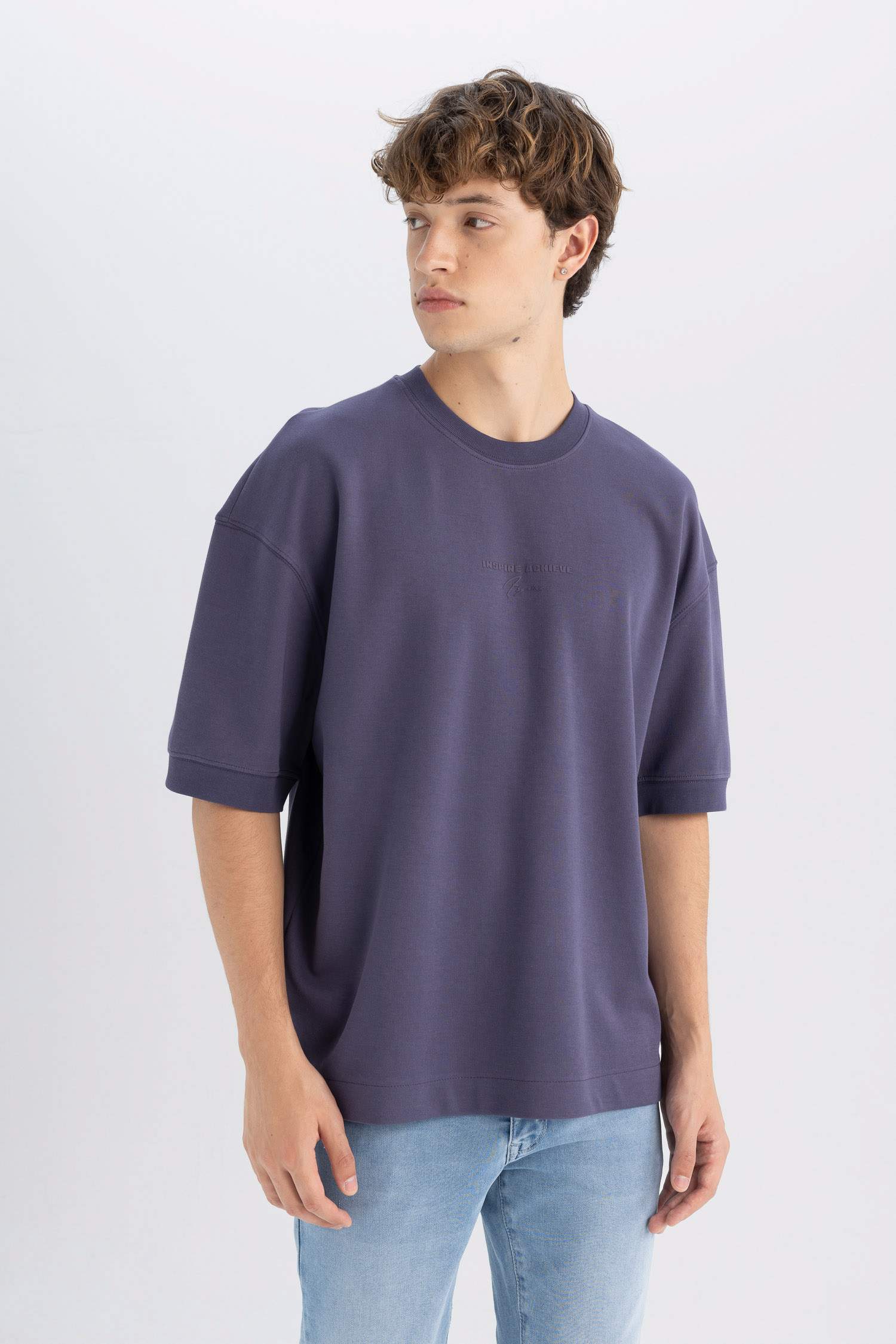 Loose Fit Crew Neck Printed Heavy Cotton Short Sleeve T-Shirt