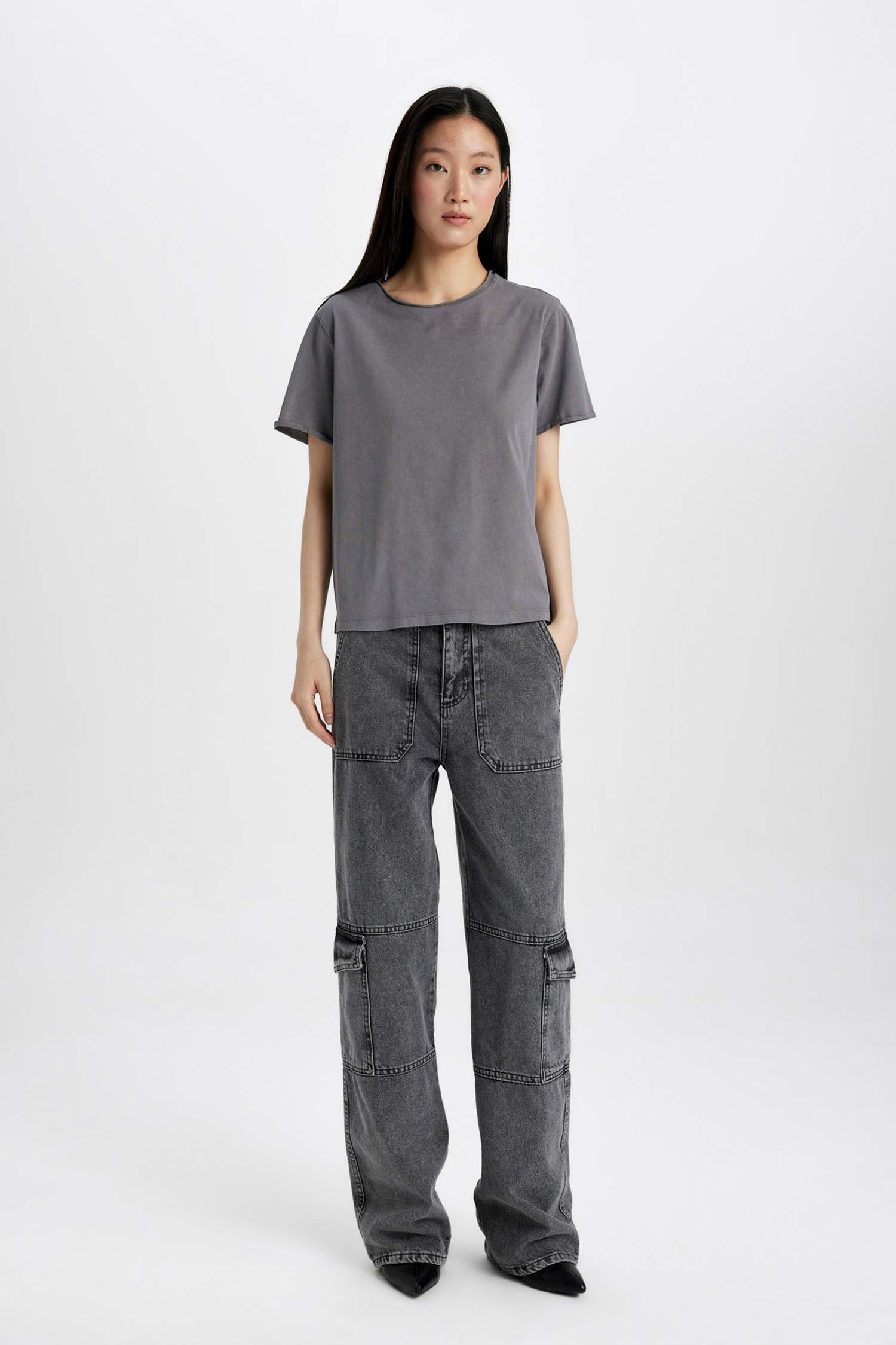 Regular Fit Crew Neck Dirty Short Sleeve T-Shirt