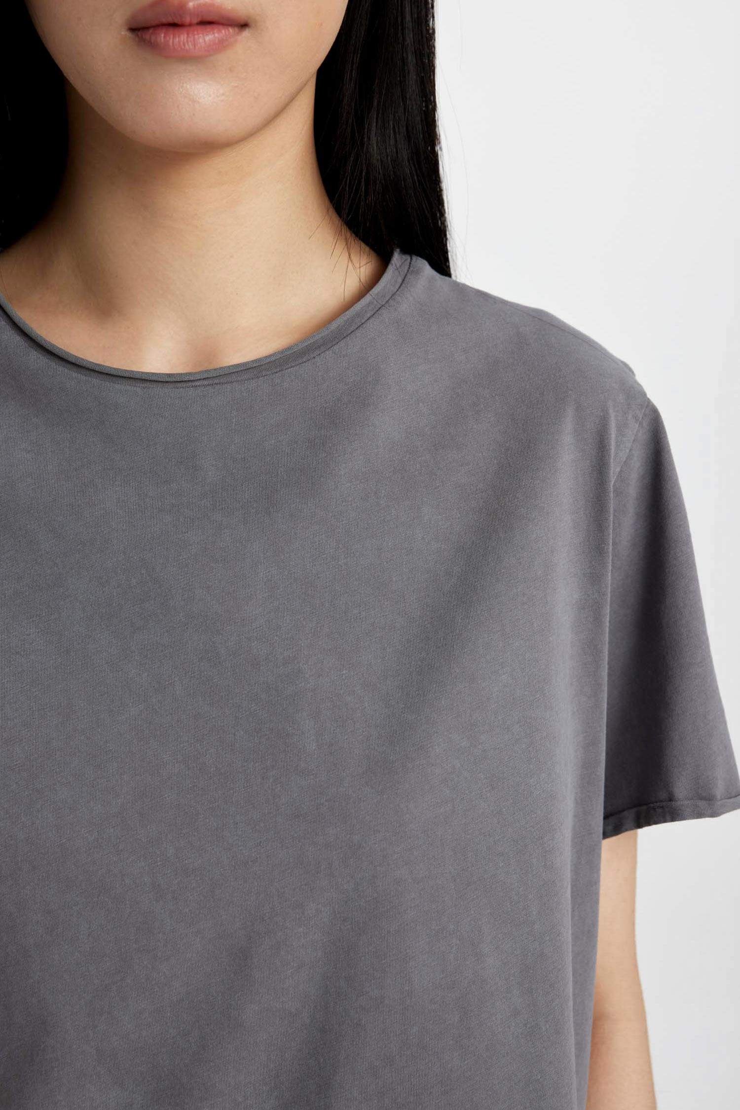 Regular Fit Crew Neck Dirty Short Sleeve T-Shirt