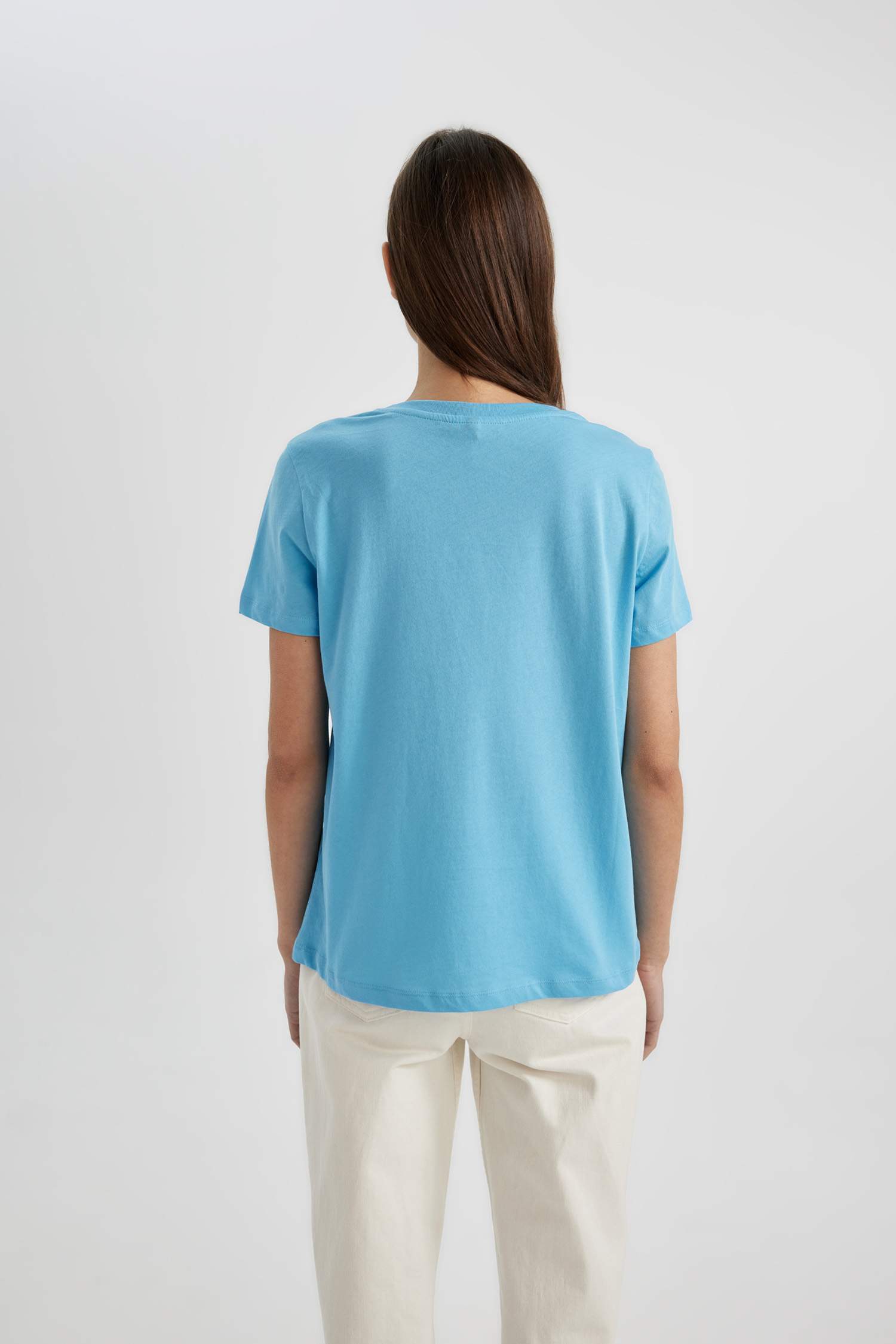 Regular Fit Crew Neck Slogan Printed T-Shirt