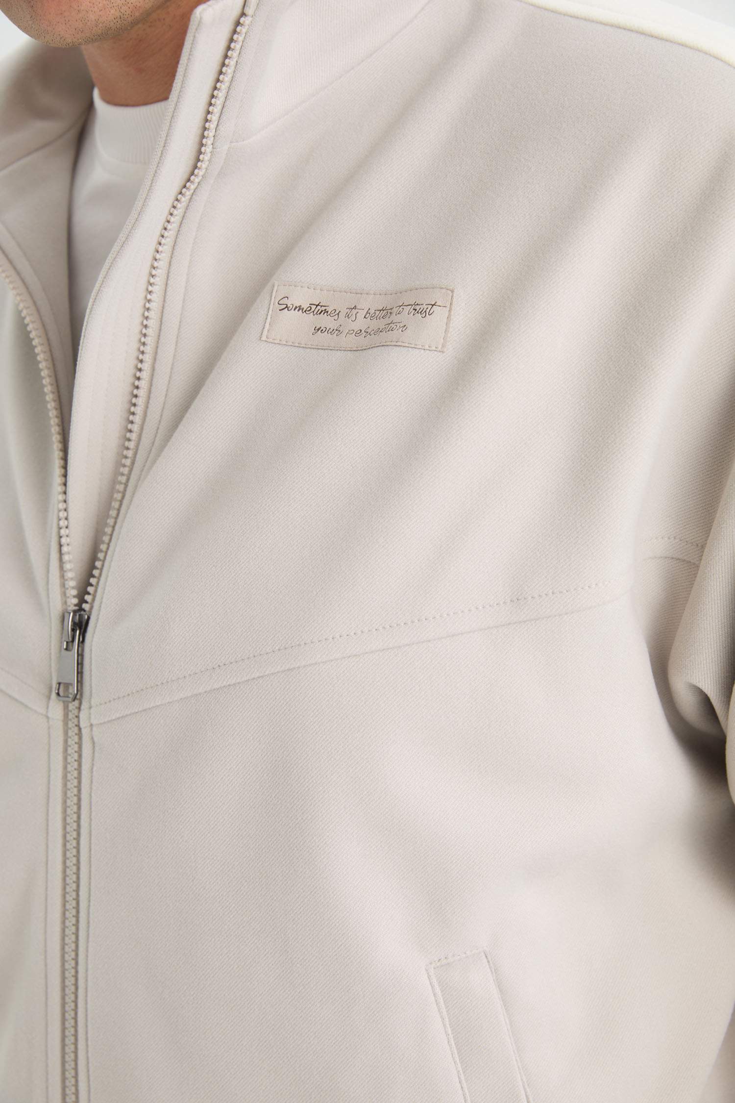 Regular Fit Standing Collar Zippered Jacket