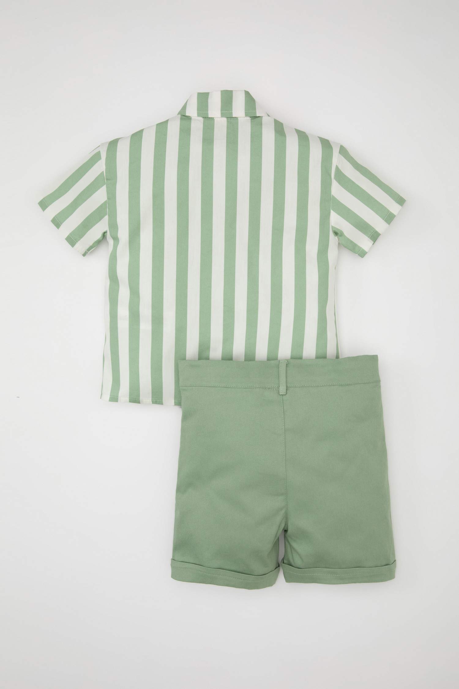 Erkek Bebek 2'li Takım Çizgili Poplin Gömlek Şort