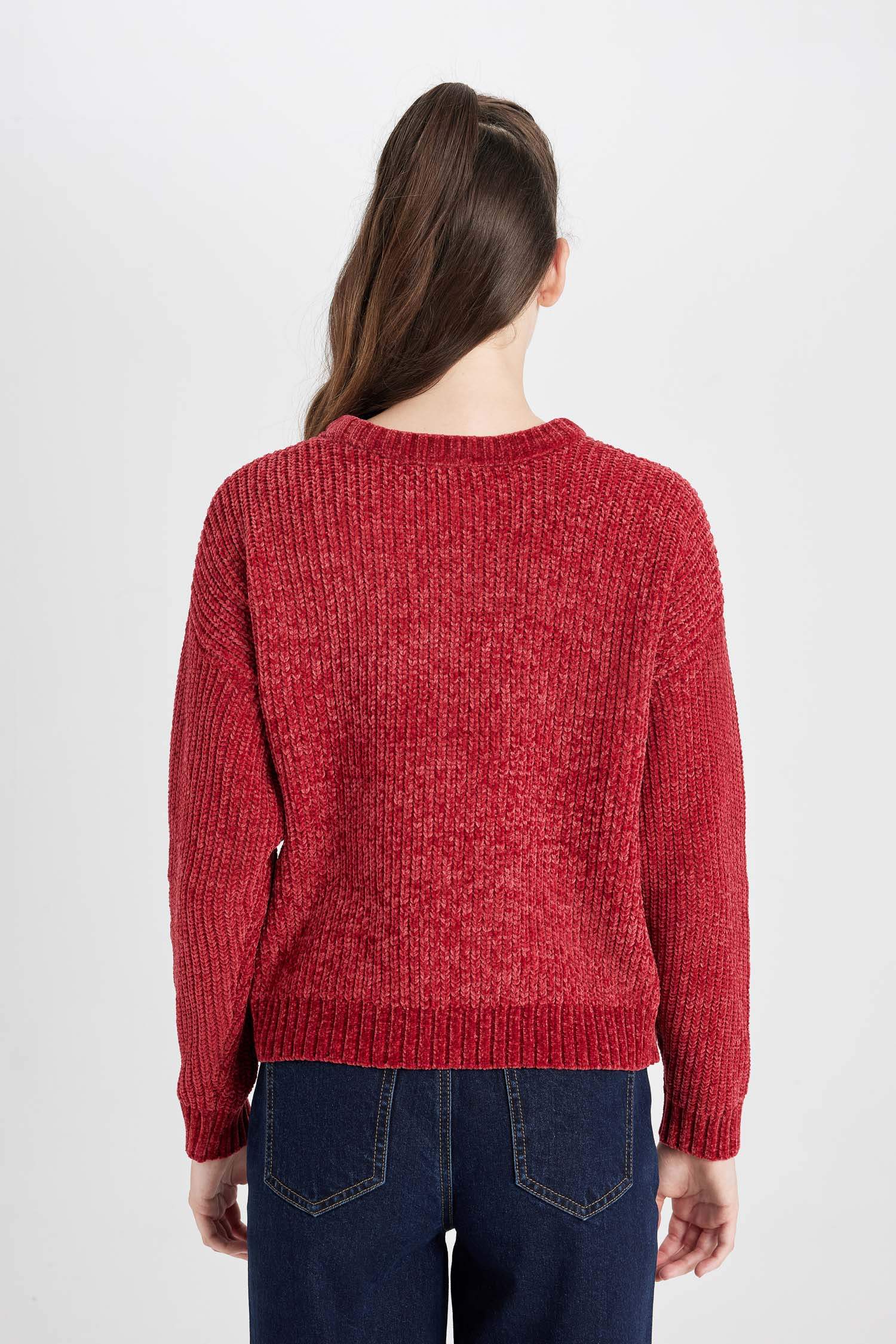 بلوز صوف قصة عادية بياخة مستديرة