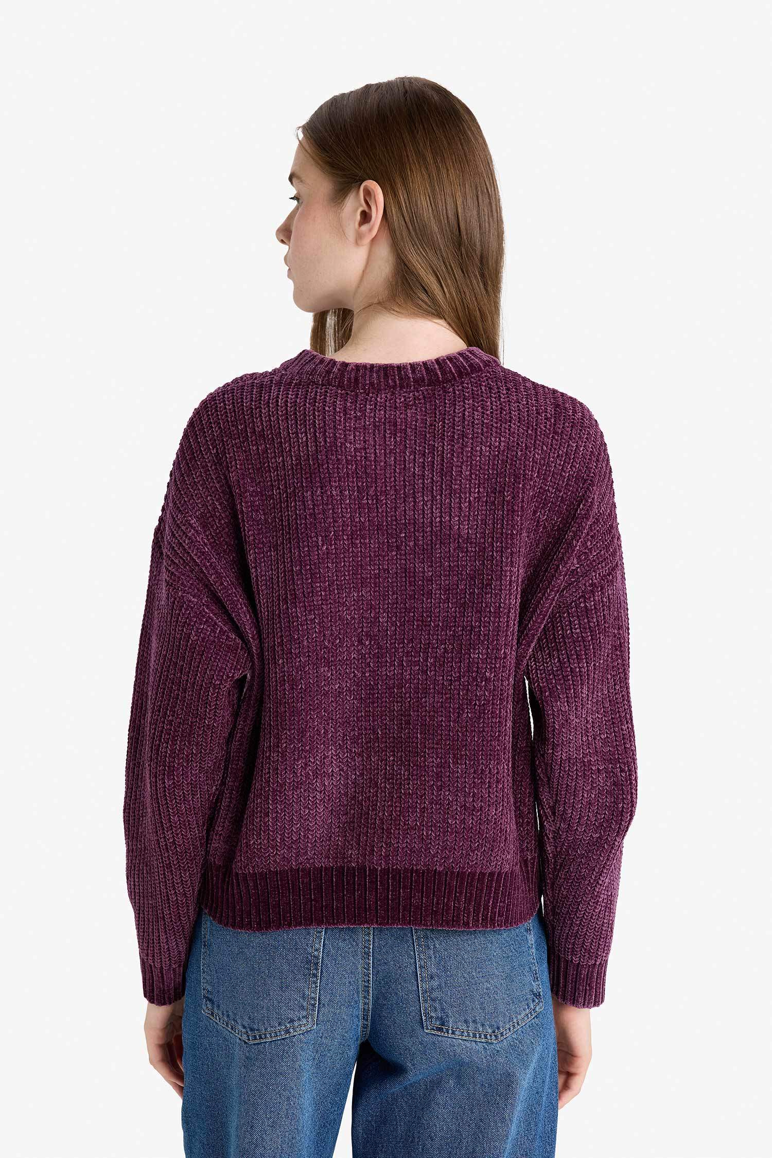 Regular Fit Bisiklet Yaka Şönil Kazak