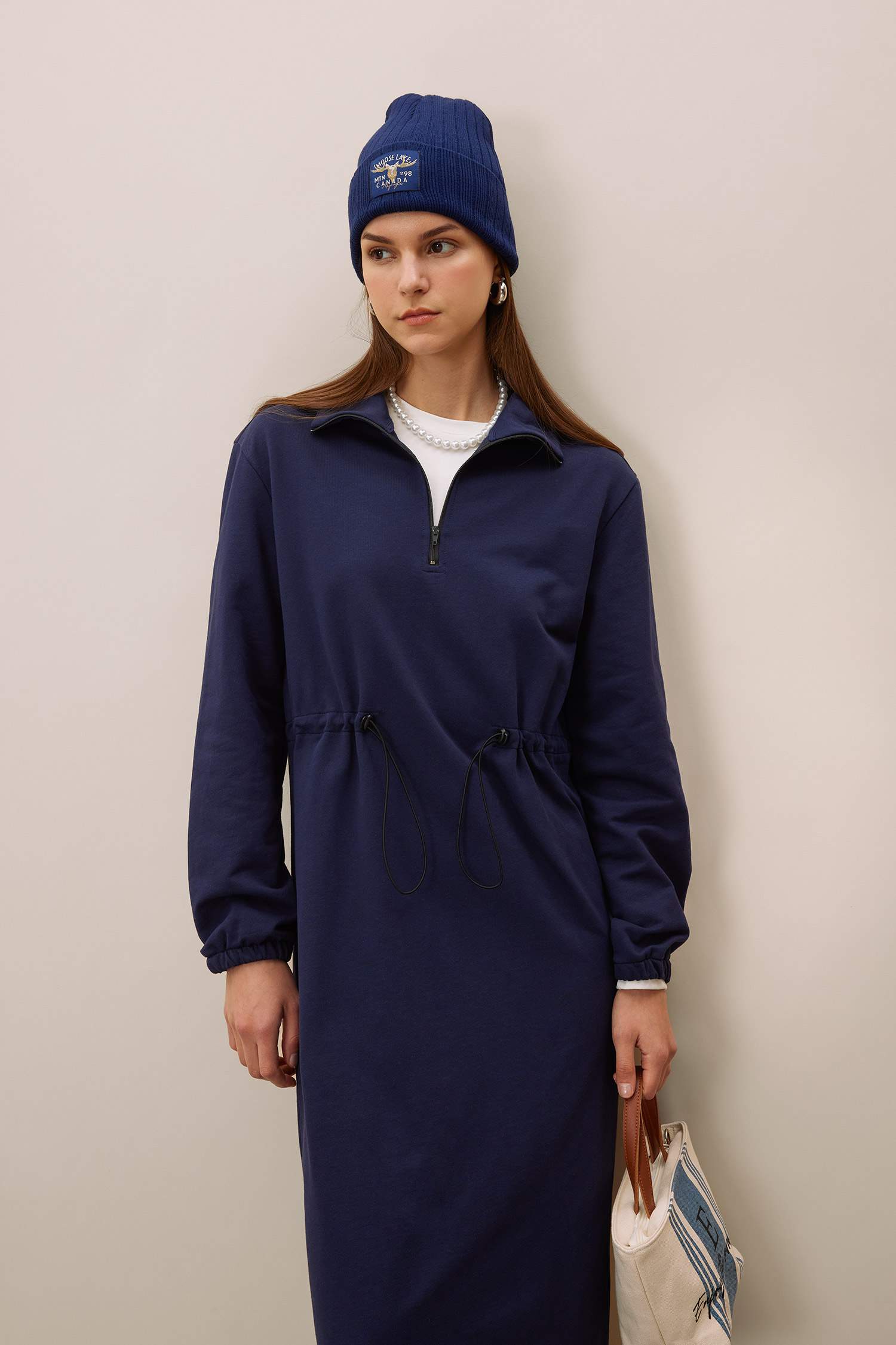 Regular Fit Thin Sweatshirt Fabric Dress