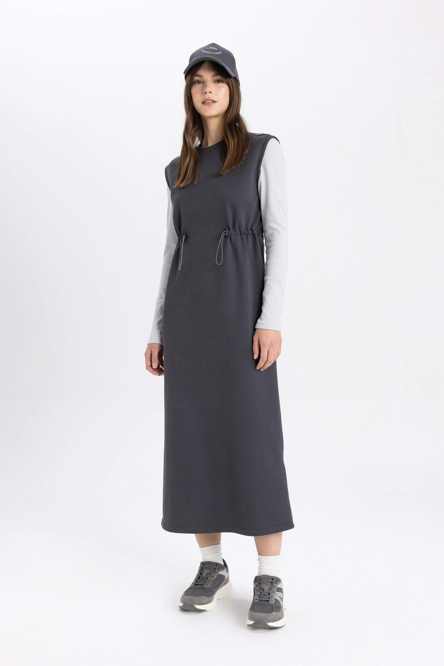 Robe Longue en tissu Sweat-shirt fin à coupe régulière