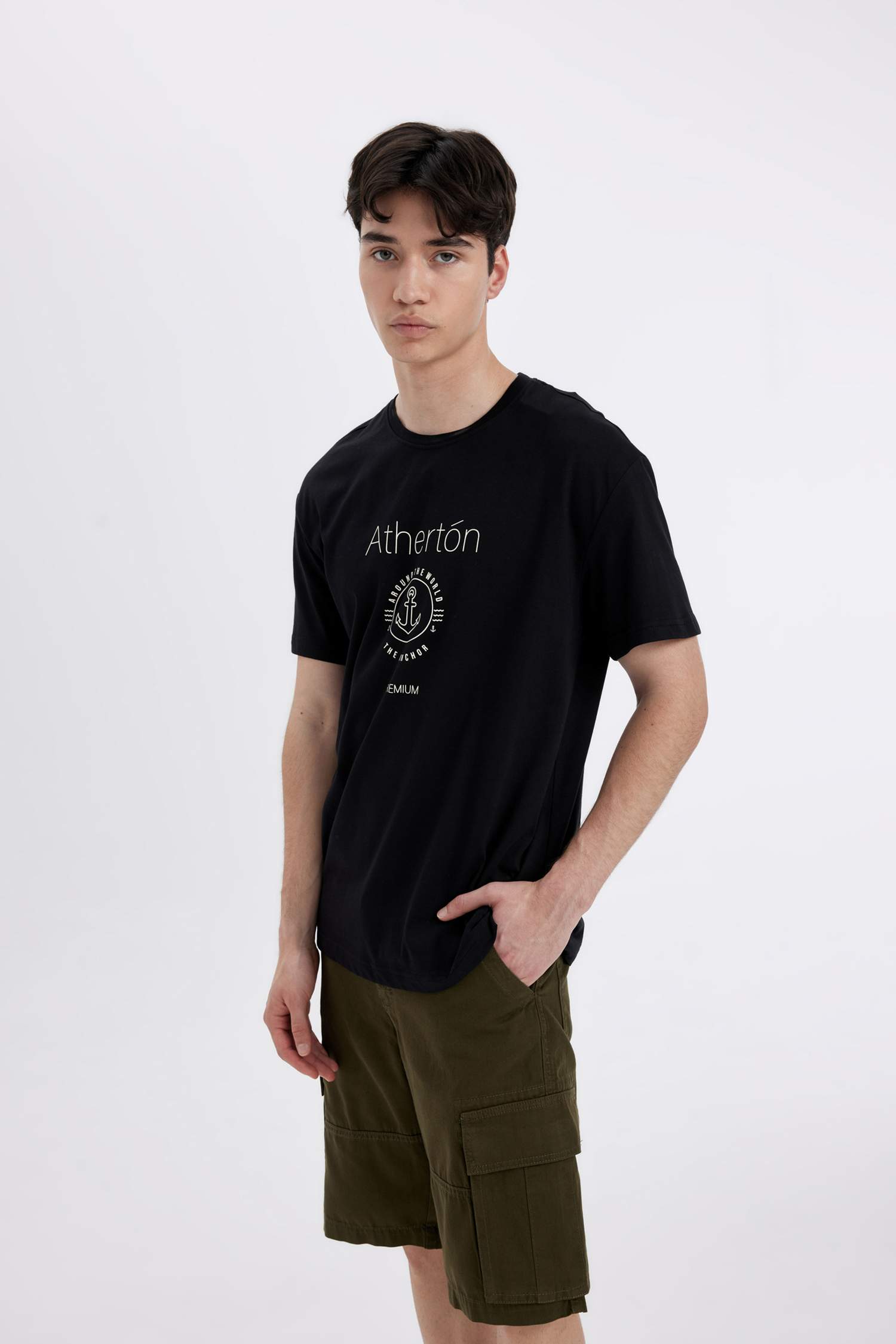 Regular Fit Crew Neck Printed Short Sleeve T-Shirt