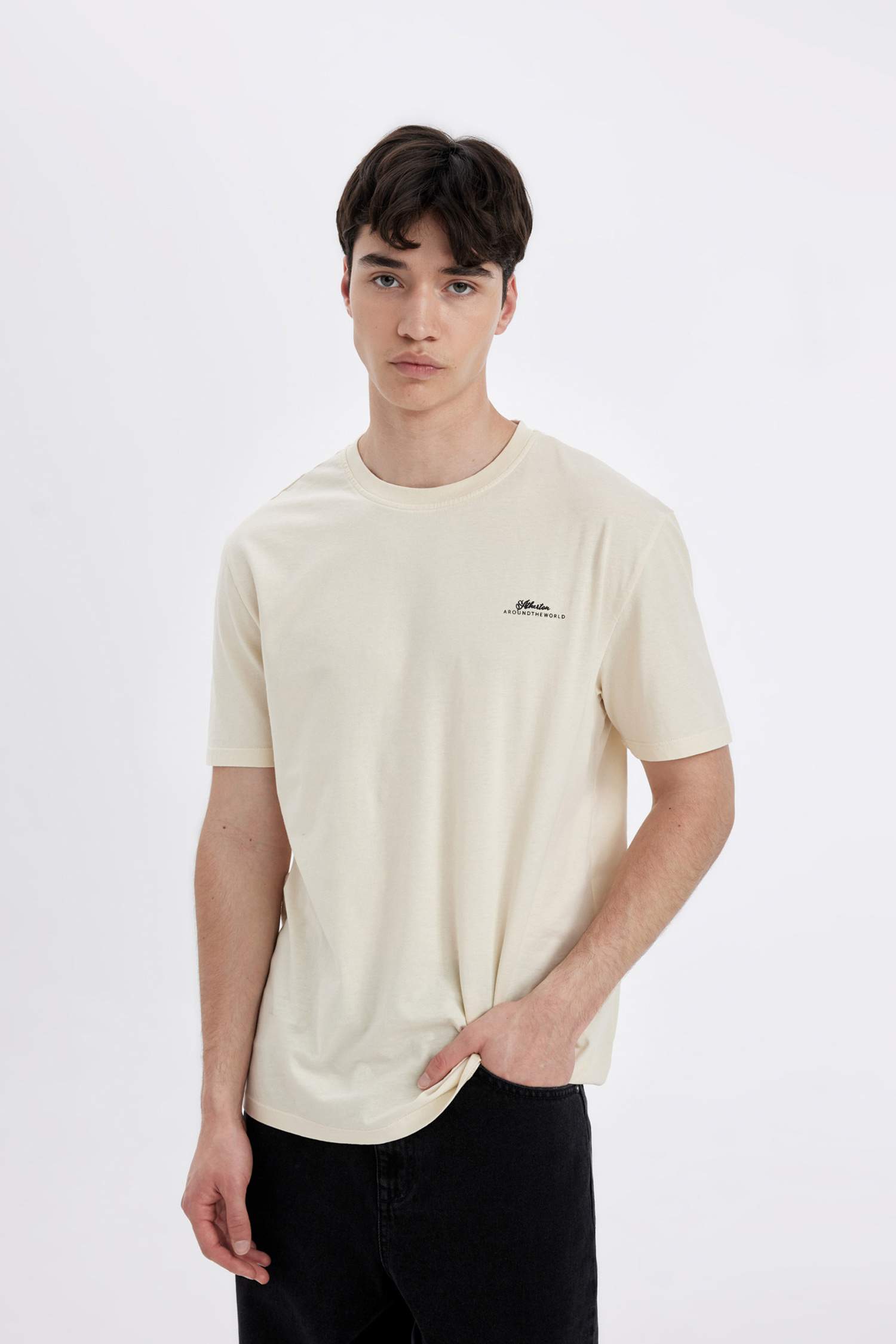 Regular Fit Crew Neck Printed Short Sleeve T-Shirt