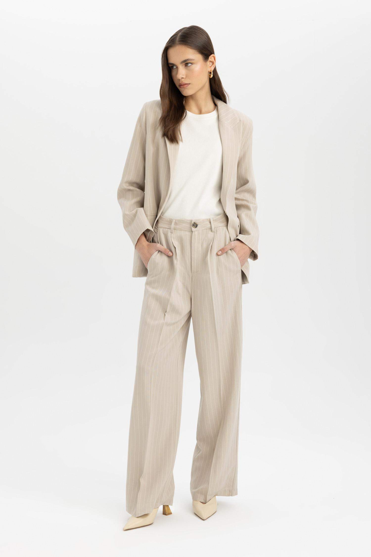 Oversize Fit Jacket Collar Linen Blended Blazer