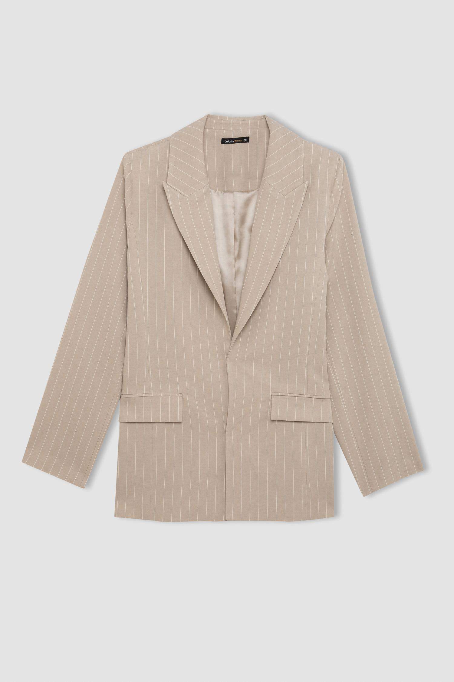 Oversize Fit Jacket Collar Linen Blended Blazer