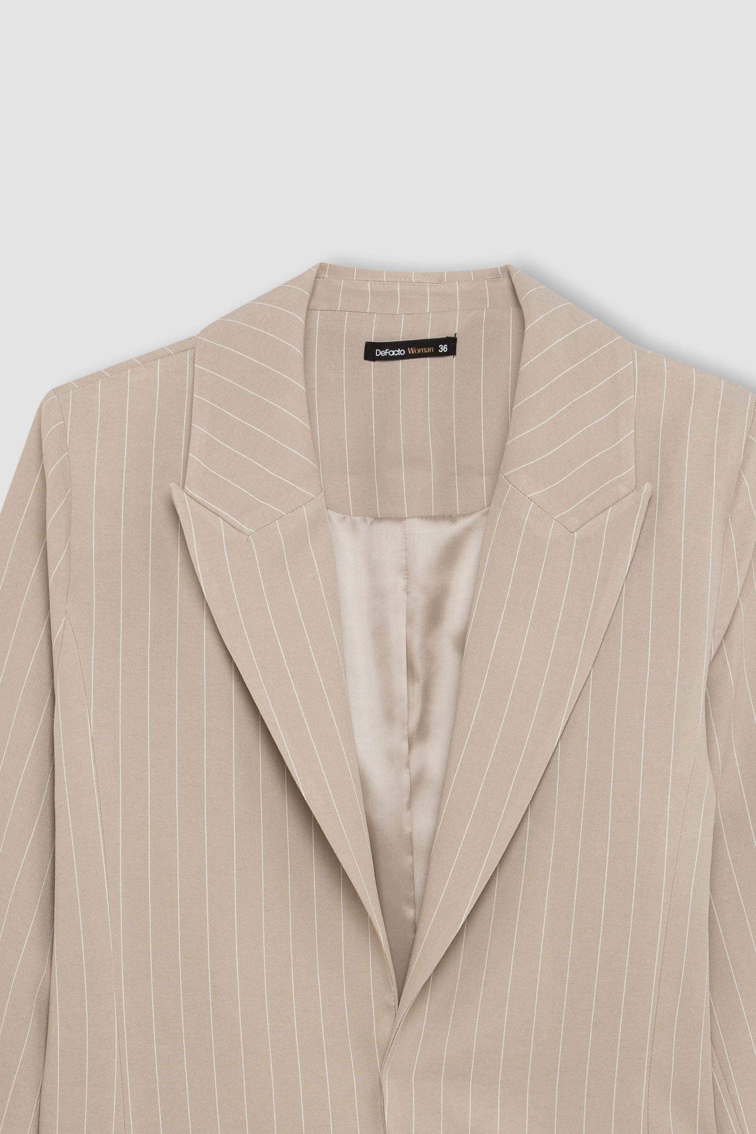 Oversize Fit Jacket Collar Linen Blended Blazer