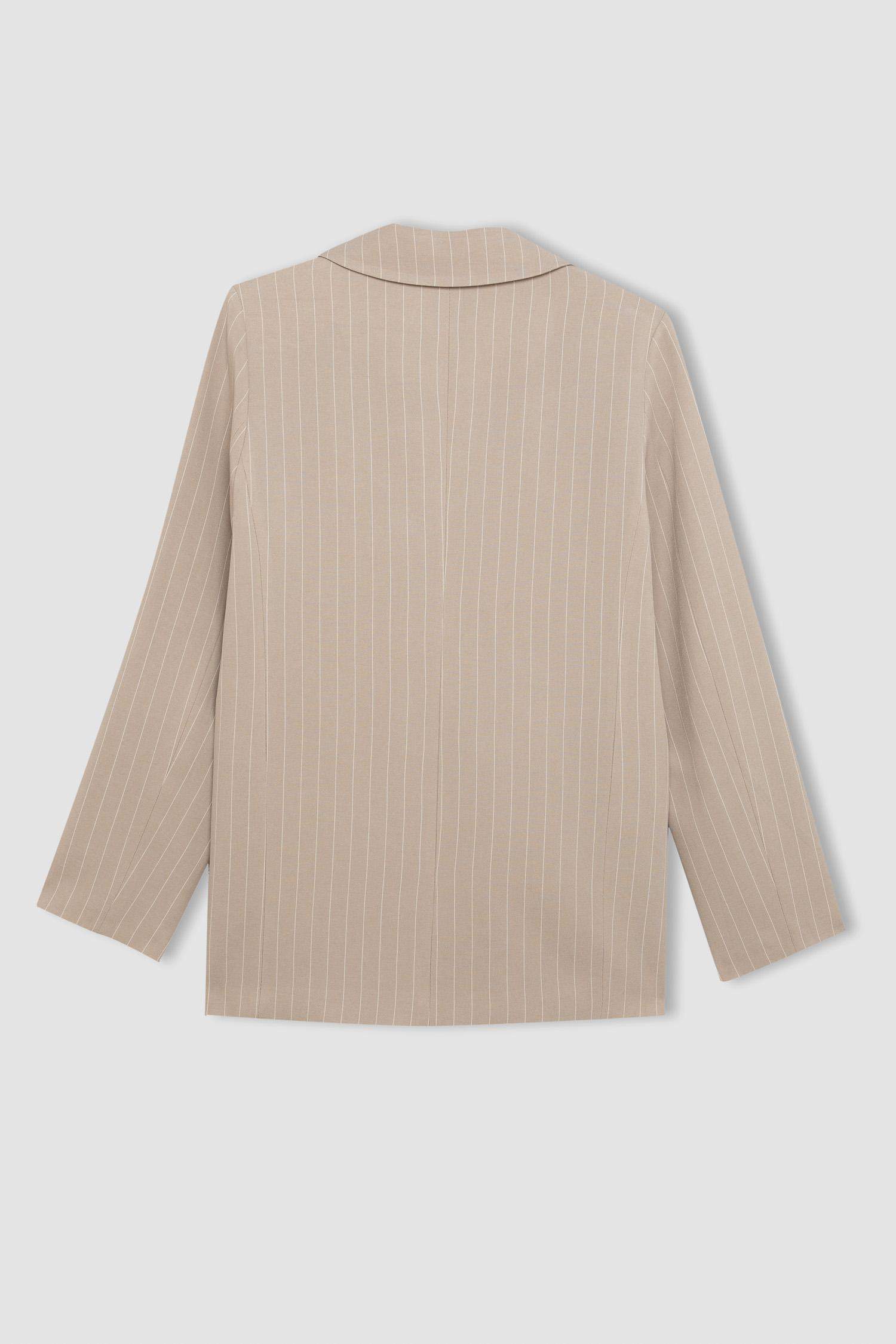 Oversize Fit Jacket Collar Linen Blended Blazer